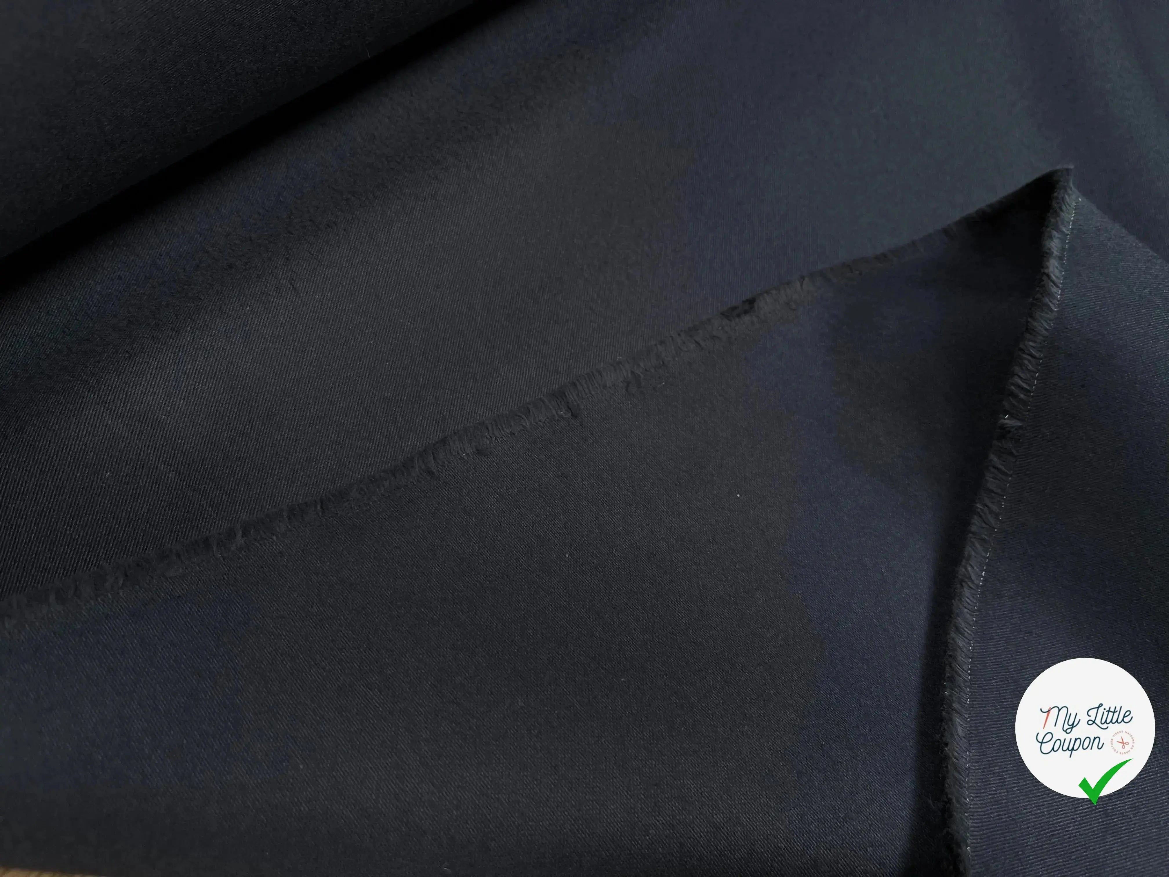 GABARDINE DE COTON STRIÉ BLEU NAVY - My Little Coupon