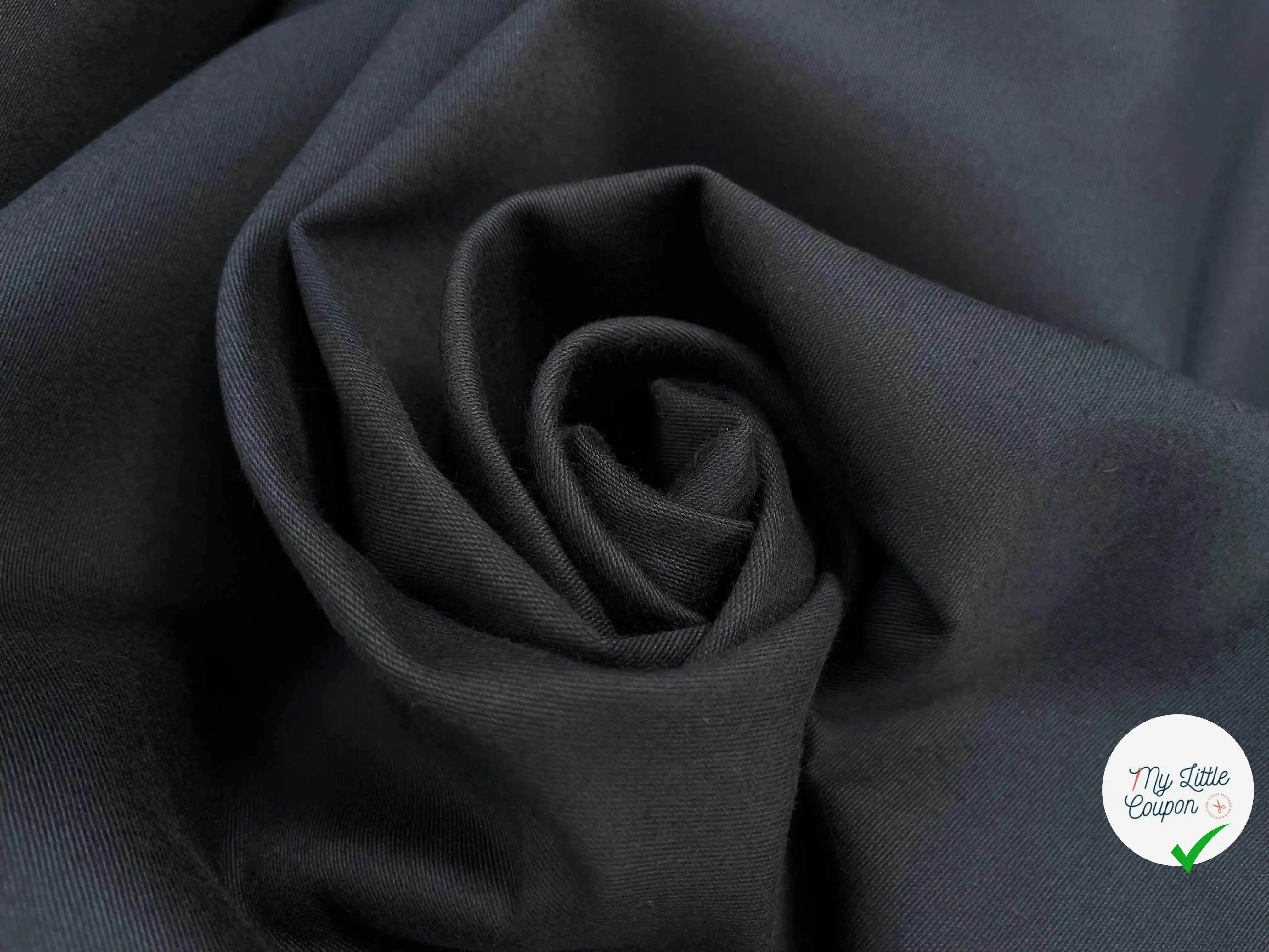 GABARDINE DE COTON STRIÉ BLEU NAVY - My Little Coupon