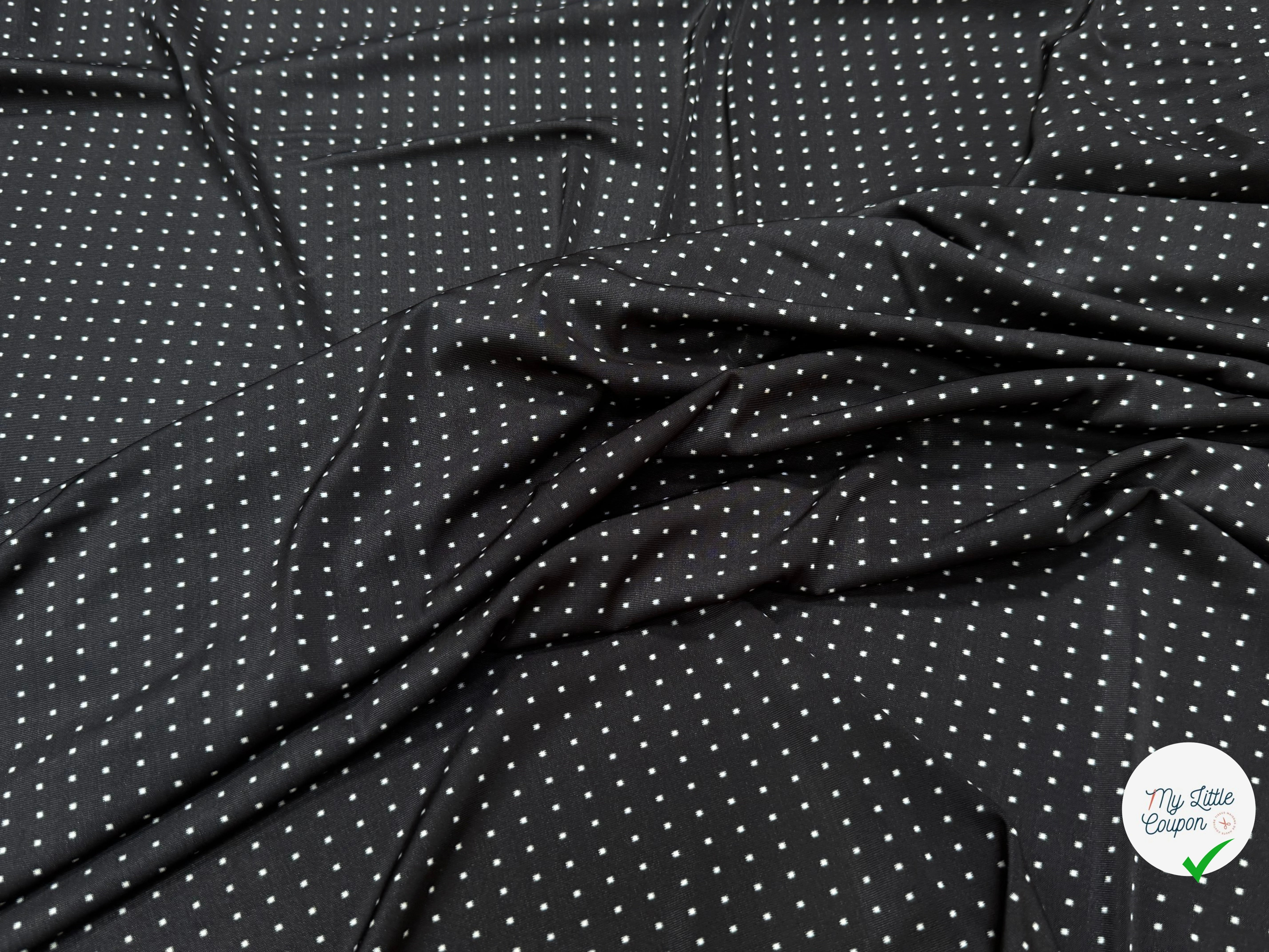 (CHUTE) JERSEY VISCOSE FROIDE FLUIDE MOTIF À POIS ULTRA STRETCH - My Little Coupon