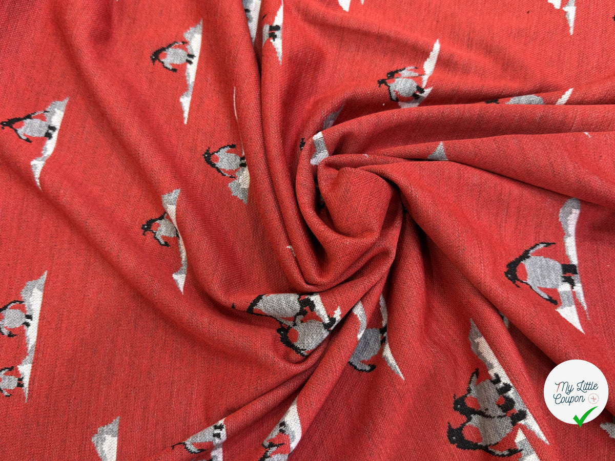 (CHUTE) MAILLE JACQUARD ESPRIT MILANO IMPRIMÉ PINGOUINS ROUGE ORANGÉ - My Little Coupon