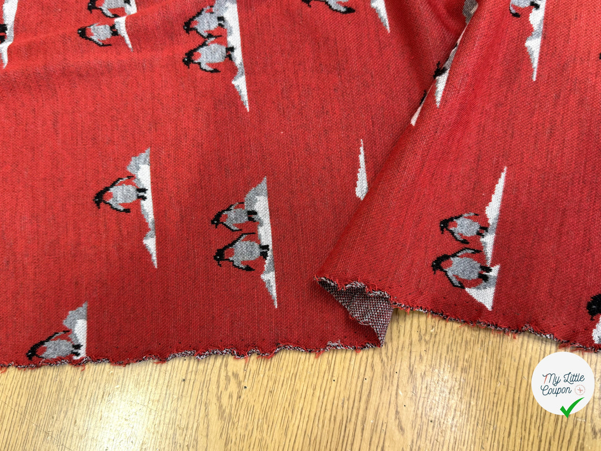 (CHUTE) MAILLE JACQUARD ESPRIT MILANO IMPRIMÉ PINGOUINS ROUGE ORANGÉ - My Little Coupon