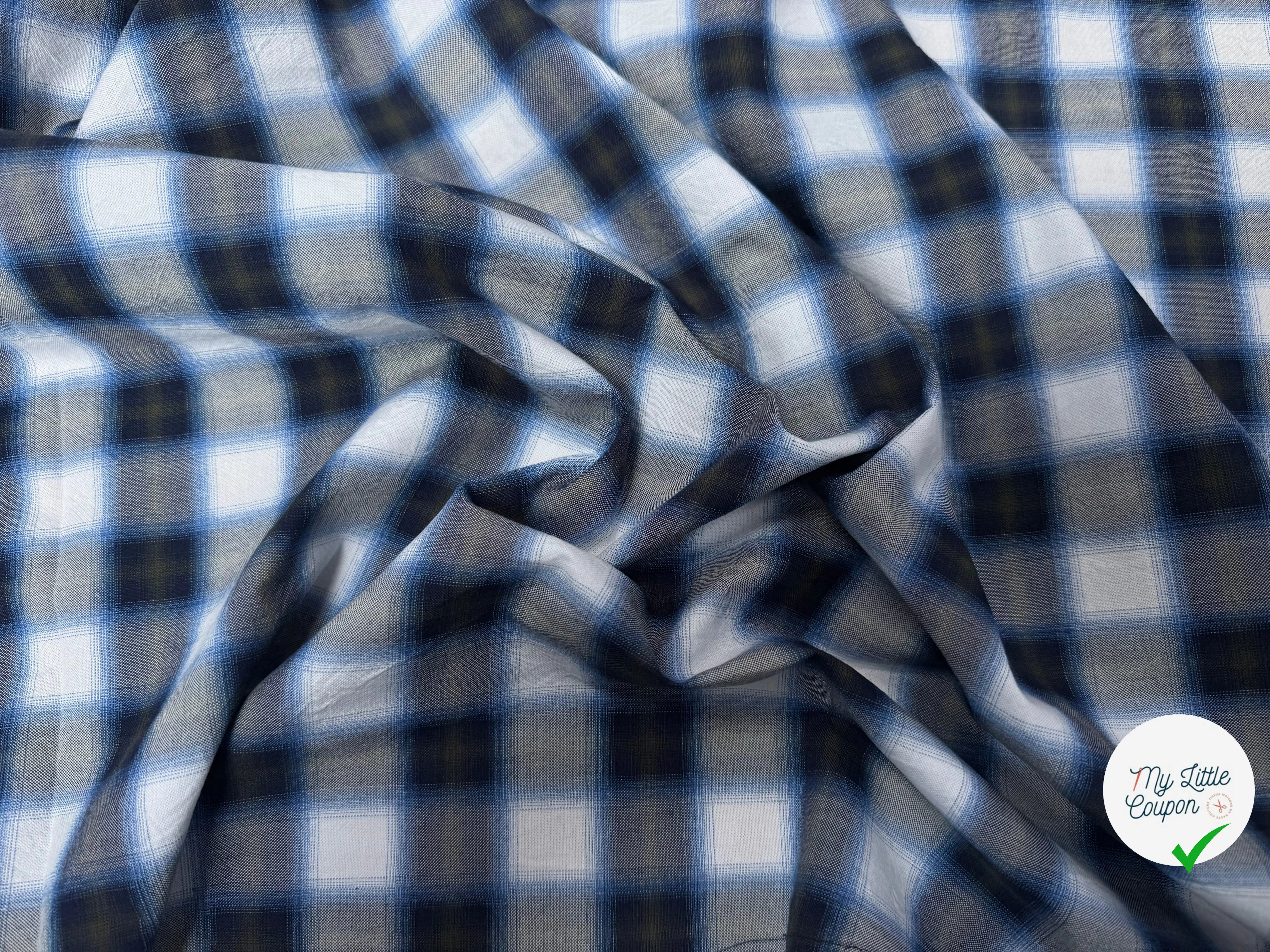 COTON A CARREAUX BLANC BLEU ET GRIS - My Little Coupon