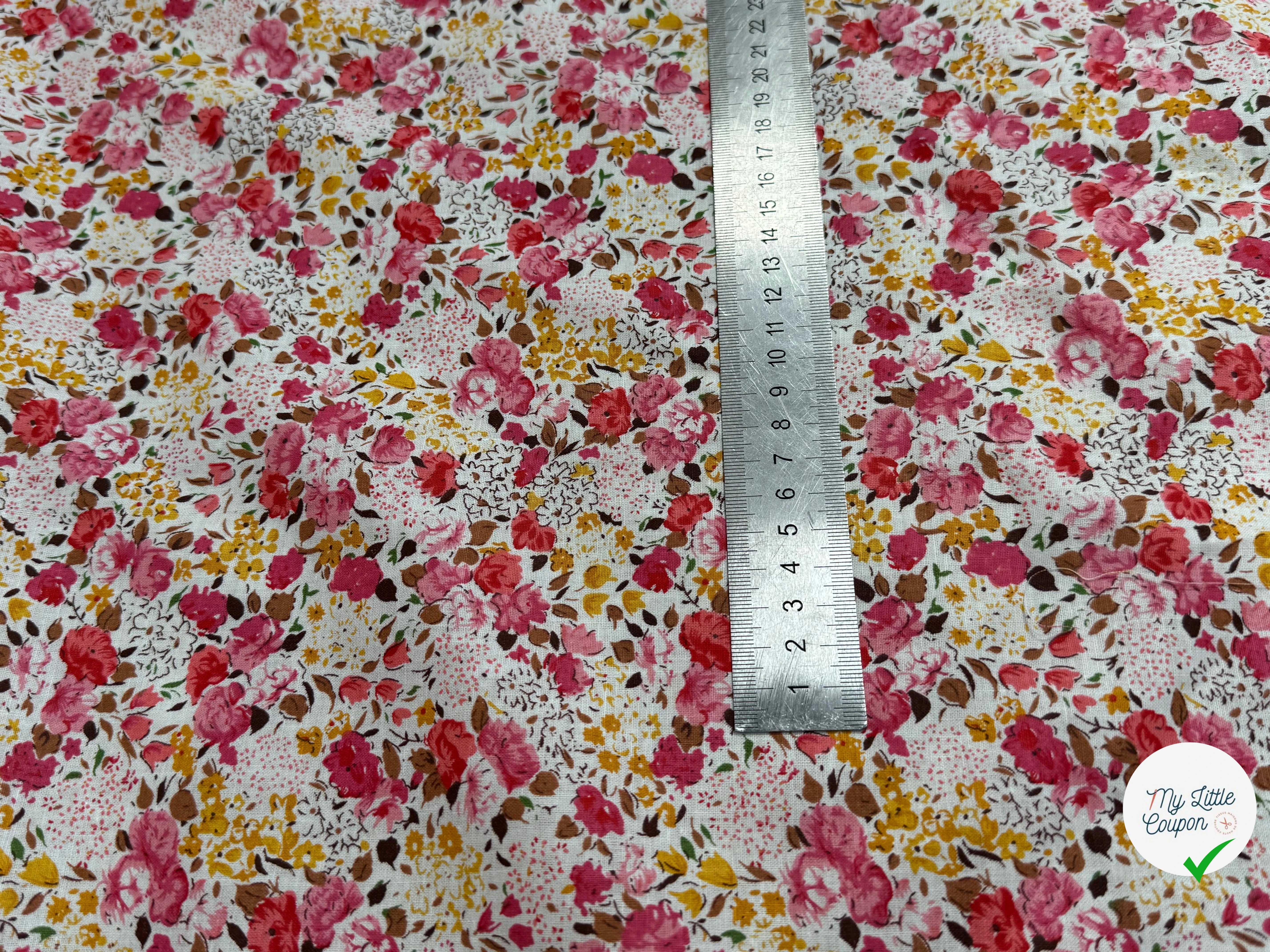 COTON À FLEURS FOND BLANC ROSE ORANGE - My Little Coupon