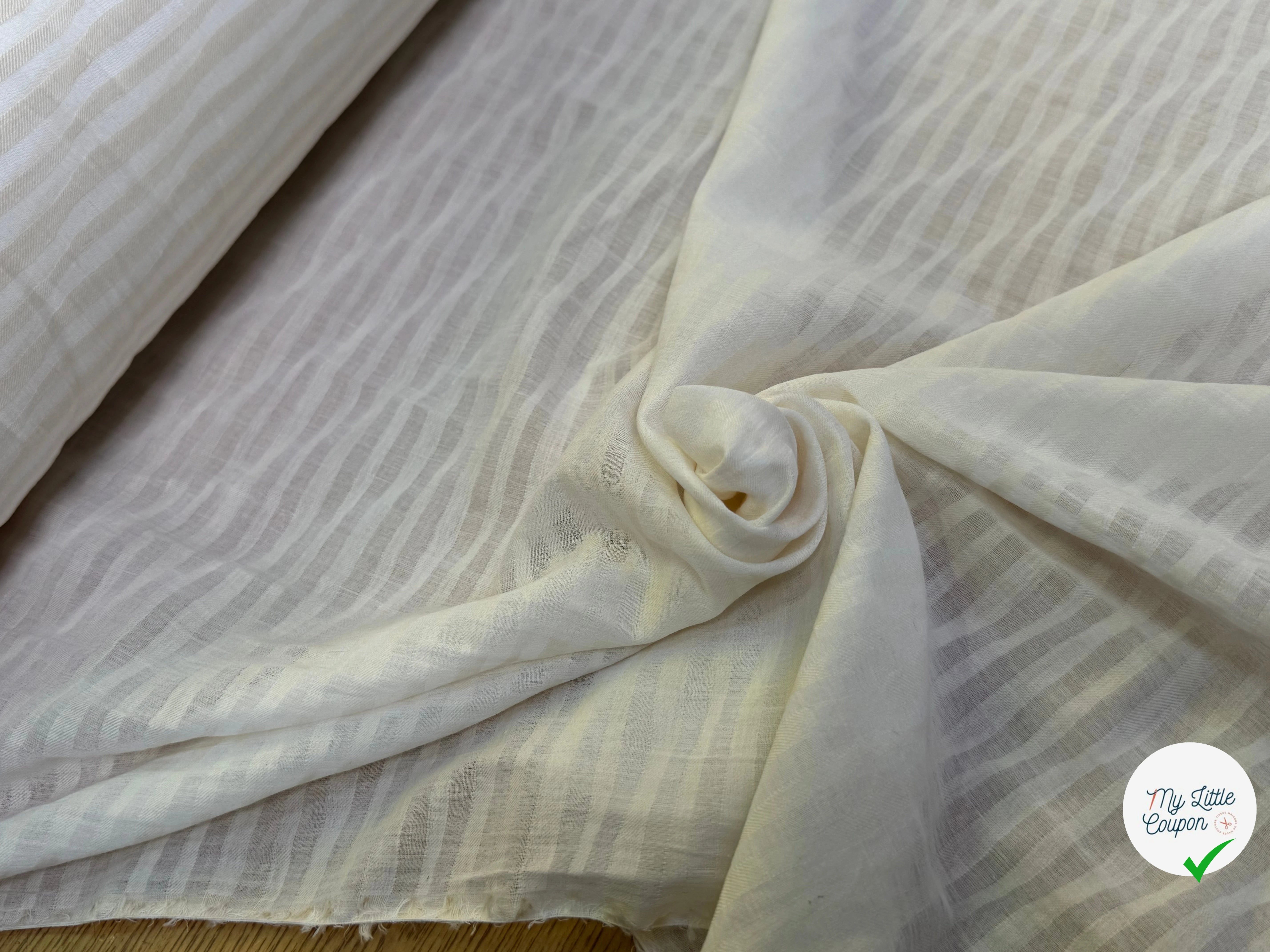 COTON À RAYURES SUR VOILE FLUIDE ÉCRU ULTRA BEAU - My Little Coupon