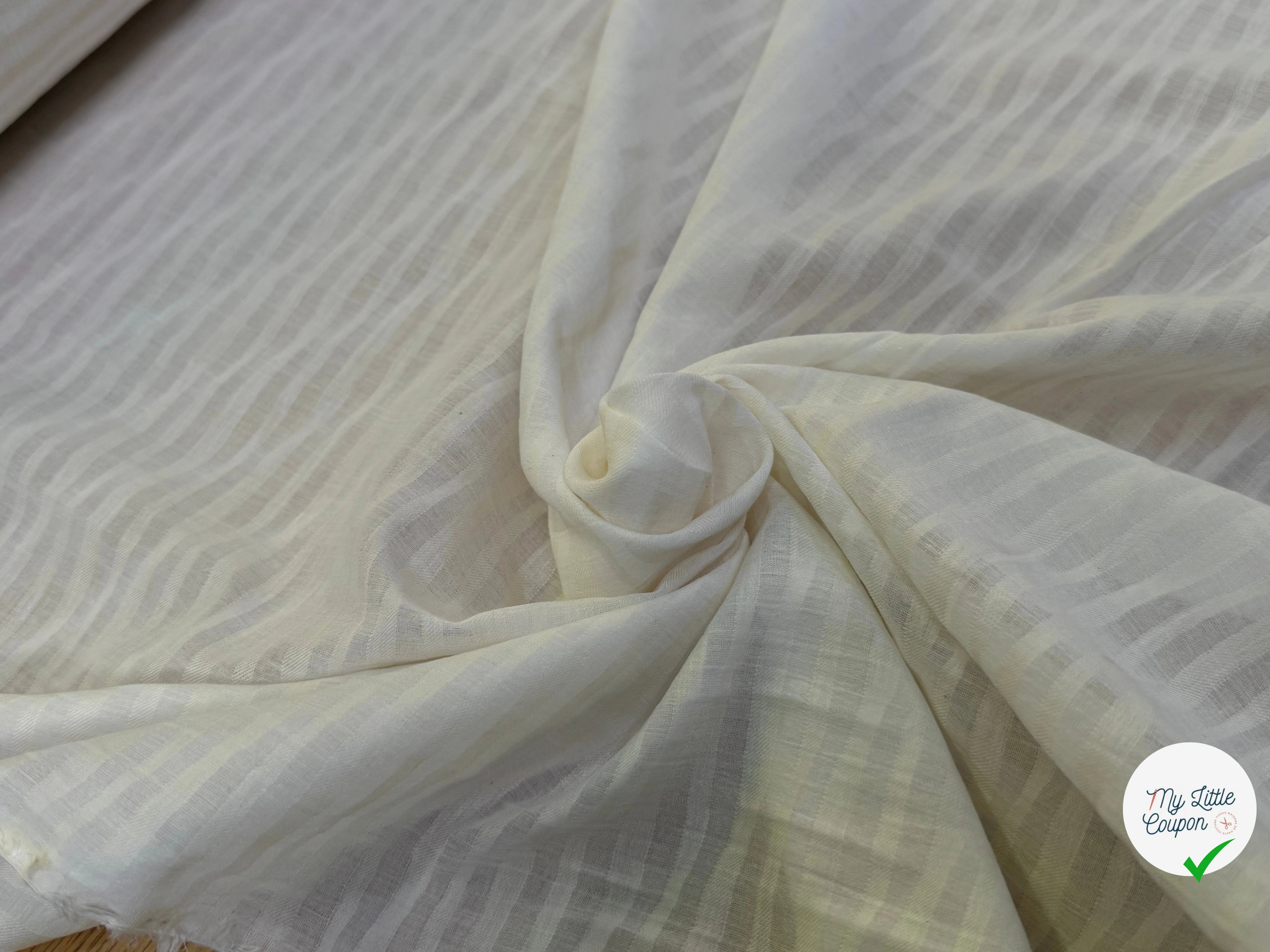 COTON À RAYURES SUR VOILE FLUIDE ÉCRU ULTRA BEAU - My Little Coupon