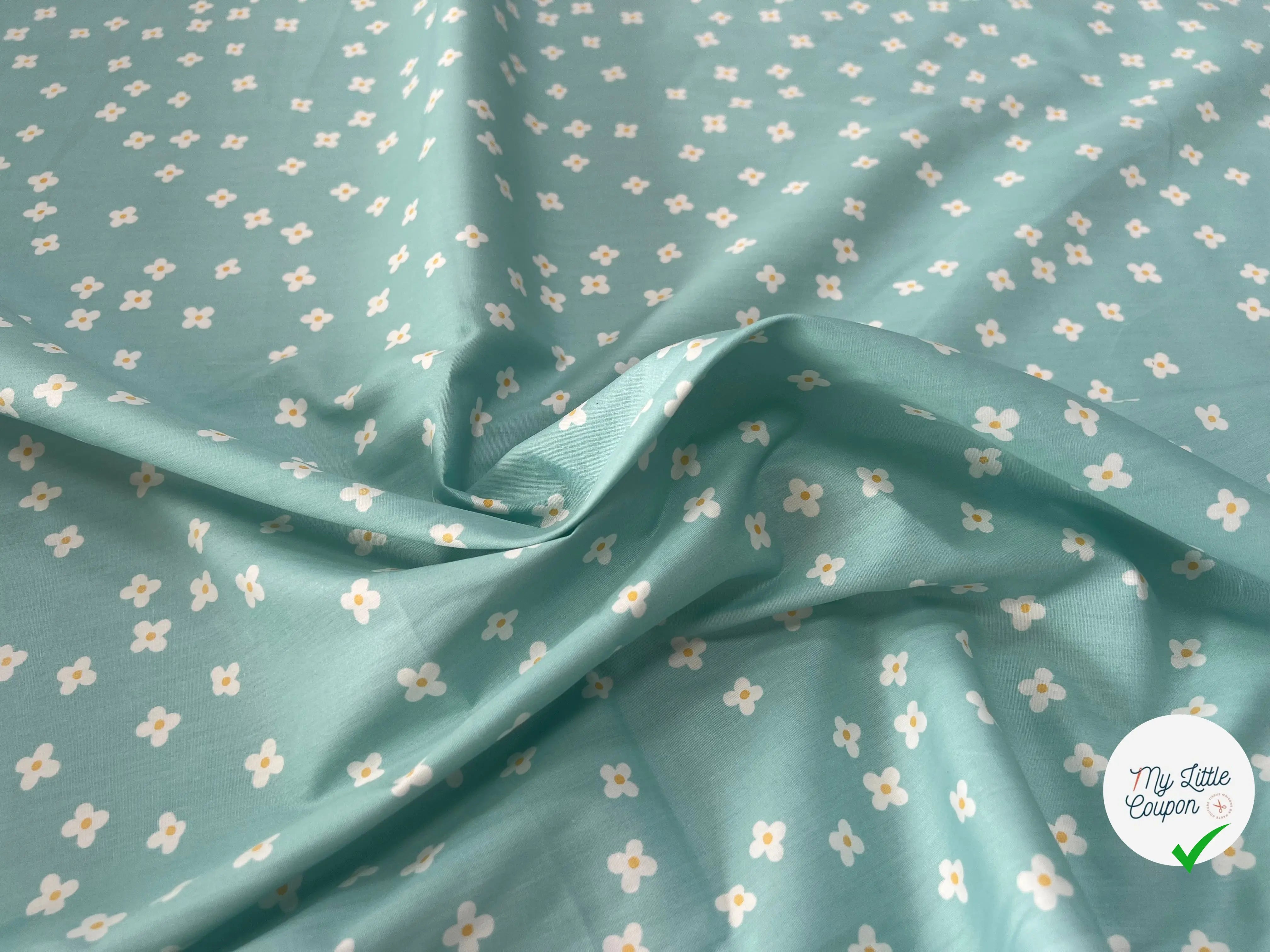 COTON BÉBÉ 120 FILS FLEURS FOND BLEU - My Little Coupon