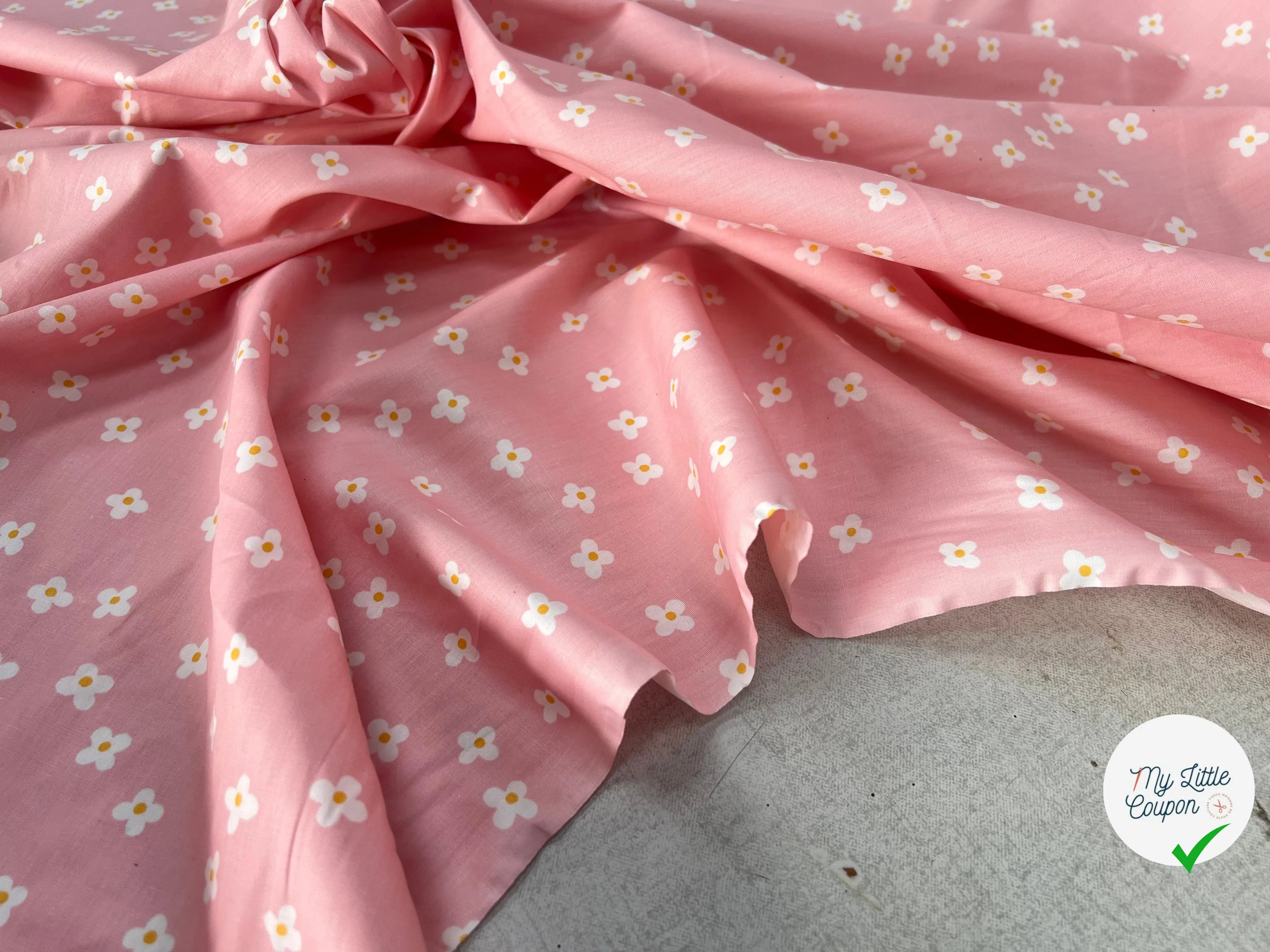 COTON BÉBÉ 120 FILS FLEURS FOND ROSE - My Little Coupon