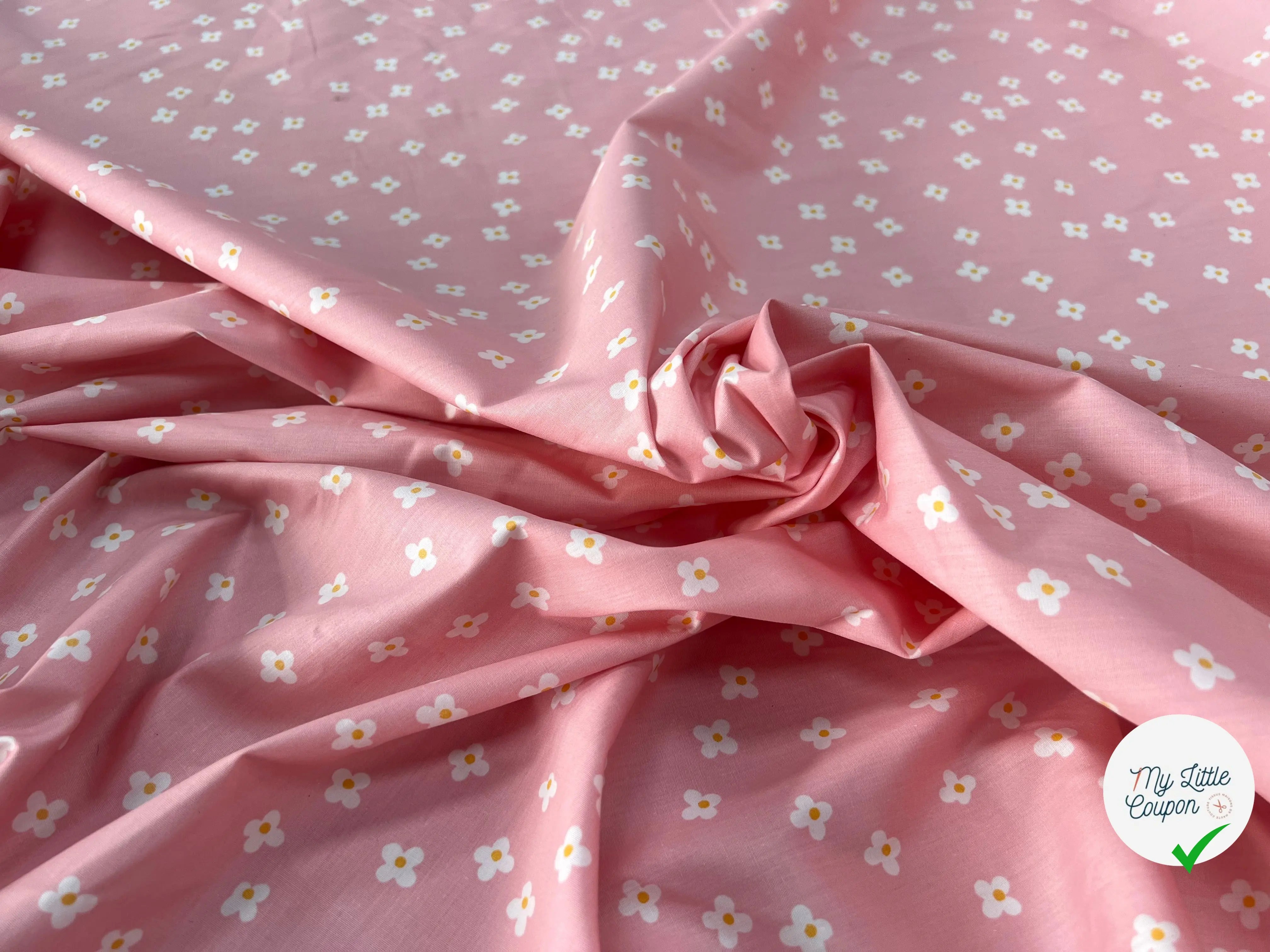 COTON BÉBÉ 120 FILS FLEURS FOND ROSE - My Little Coupon