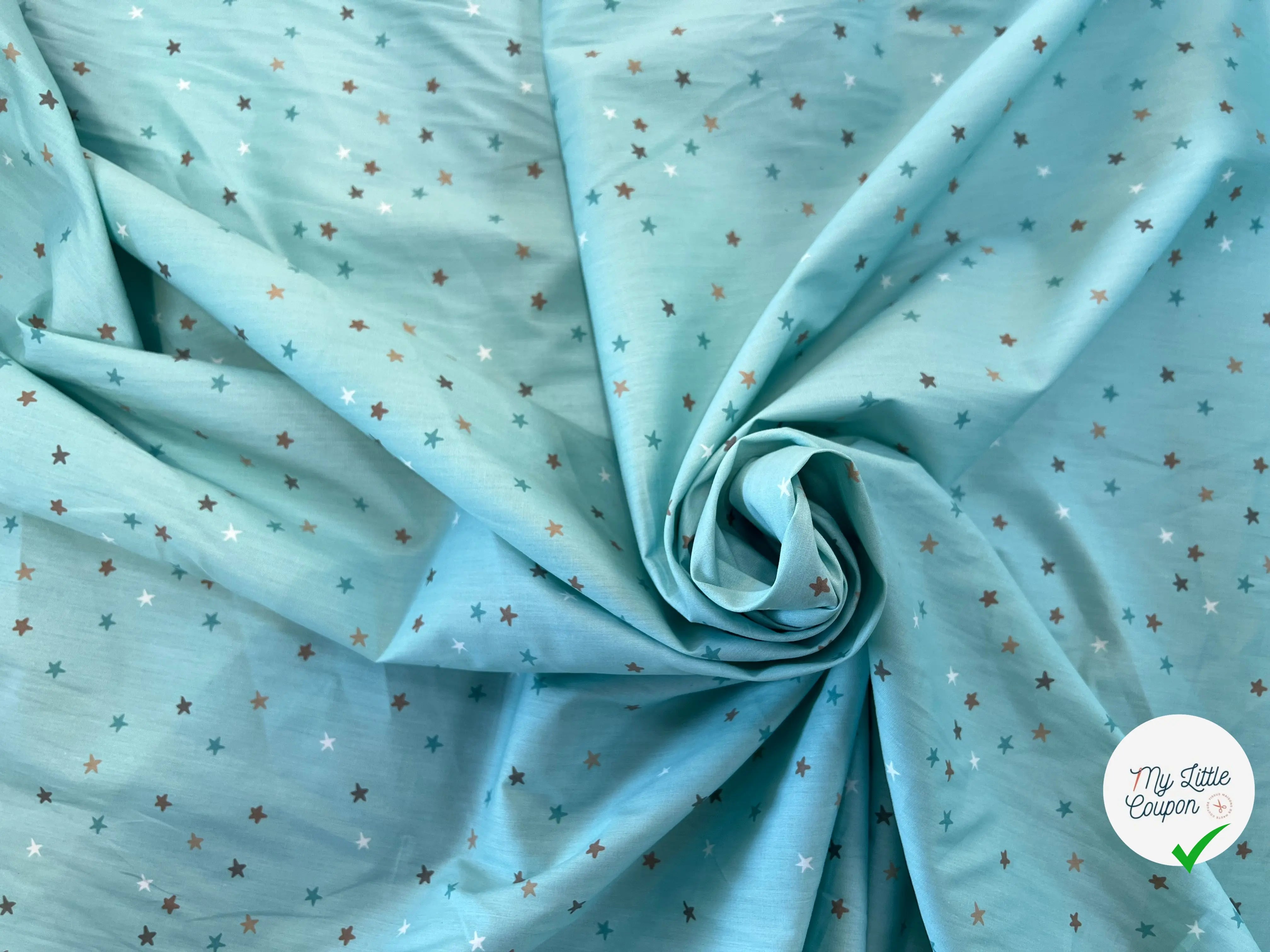 COTON BÉBÉ 120 FILS ROSE MOTIF ETOILE BLEU - My Little Coupon