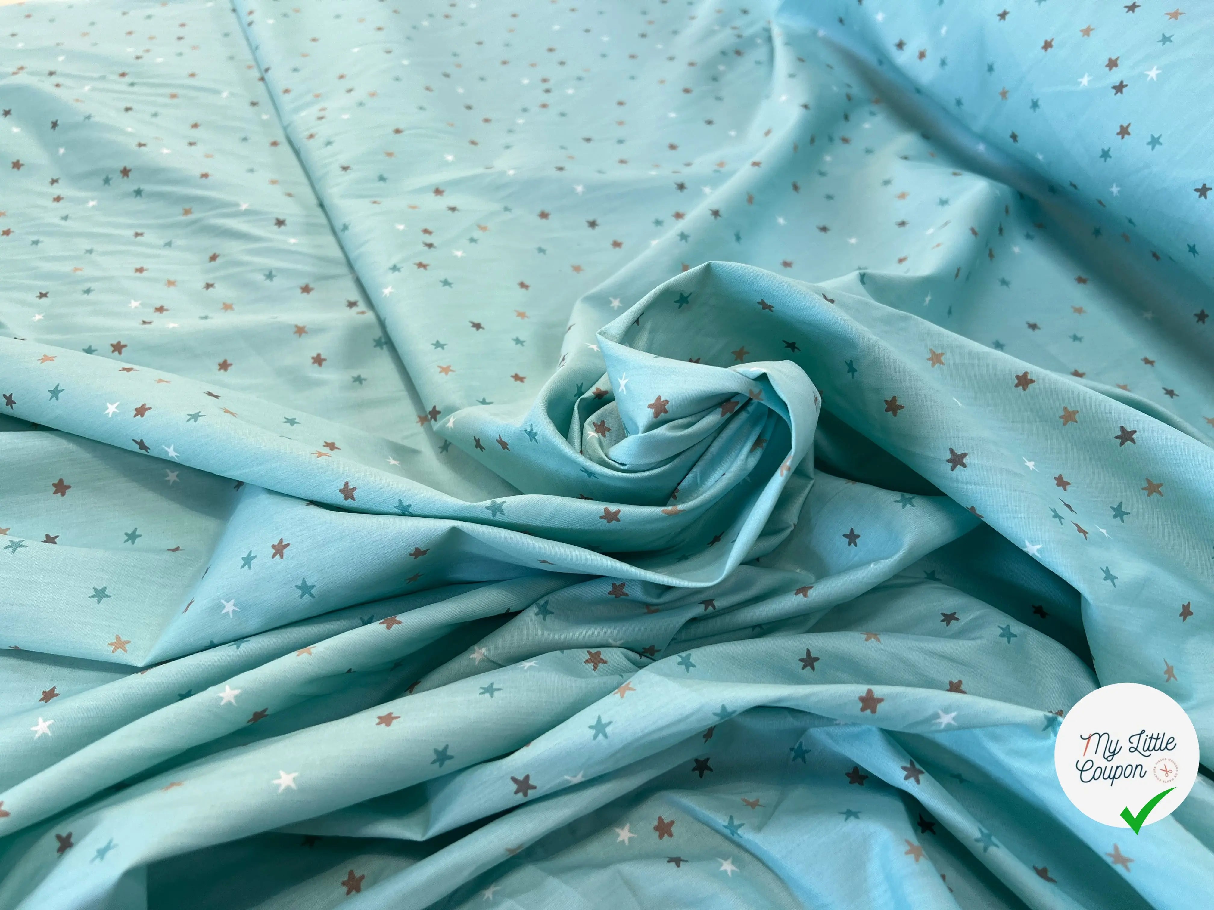 COTON BÉBÉ 120 FILS ROSE MOTIF ETOILE BLEU - My Little Coupon