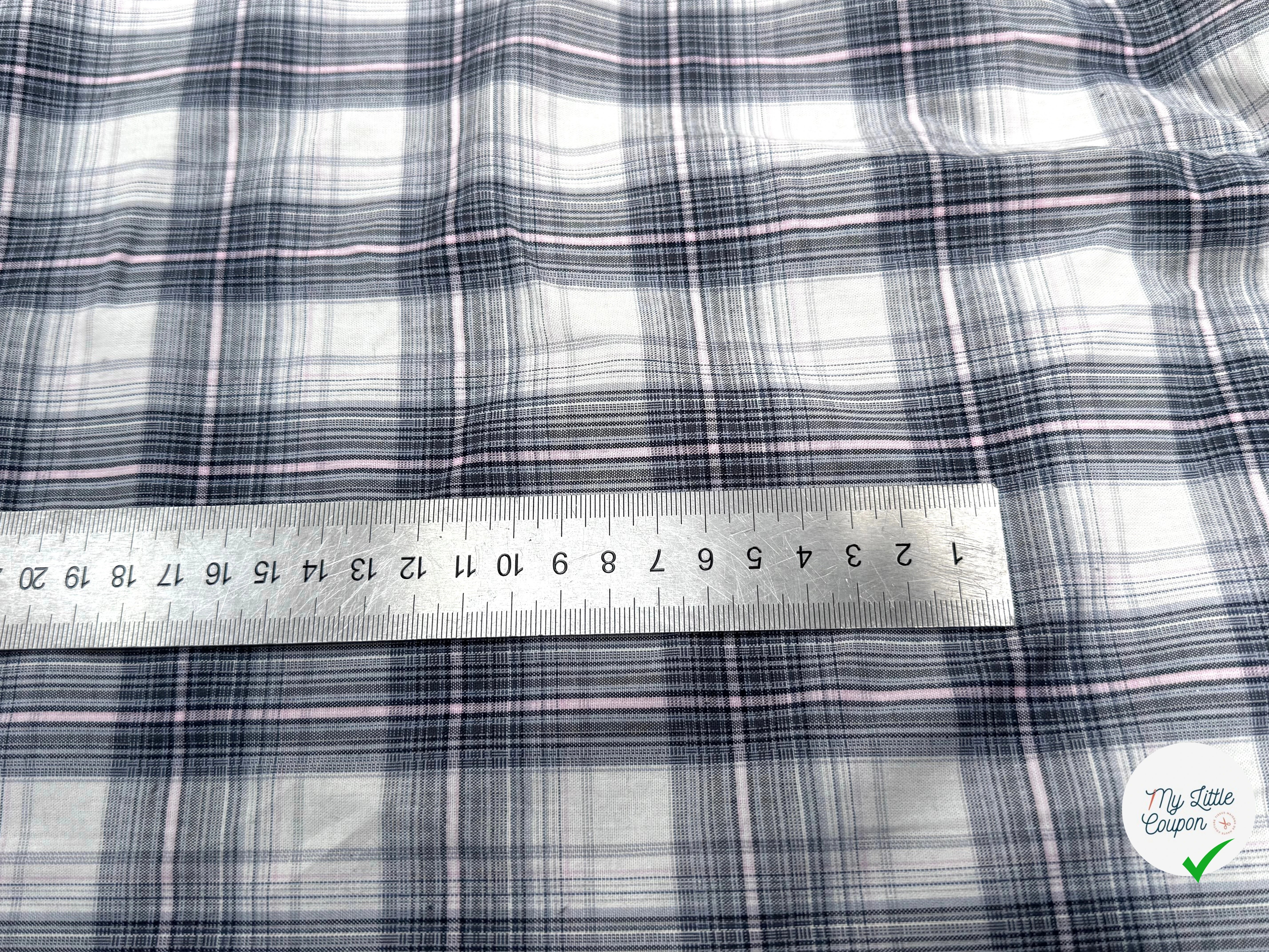 COTON CHEMISE À CARREAUX FINE RAYURES MULTICOLORS BLEU GRIS ROSE - My Little Coupon