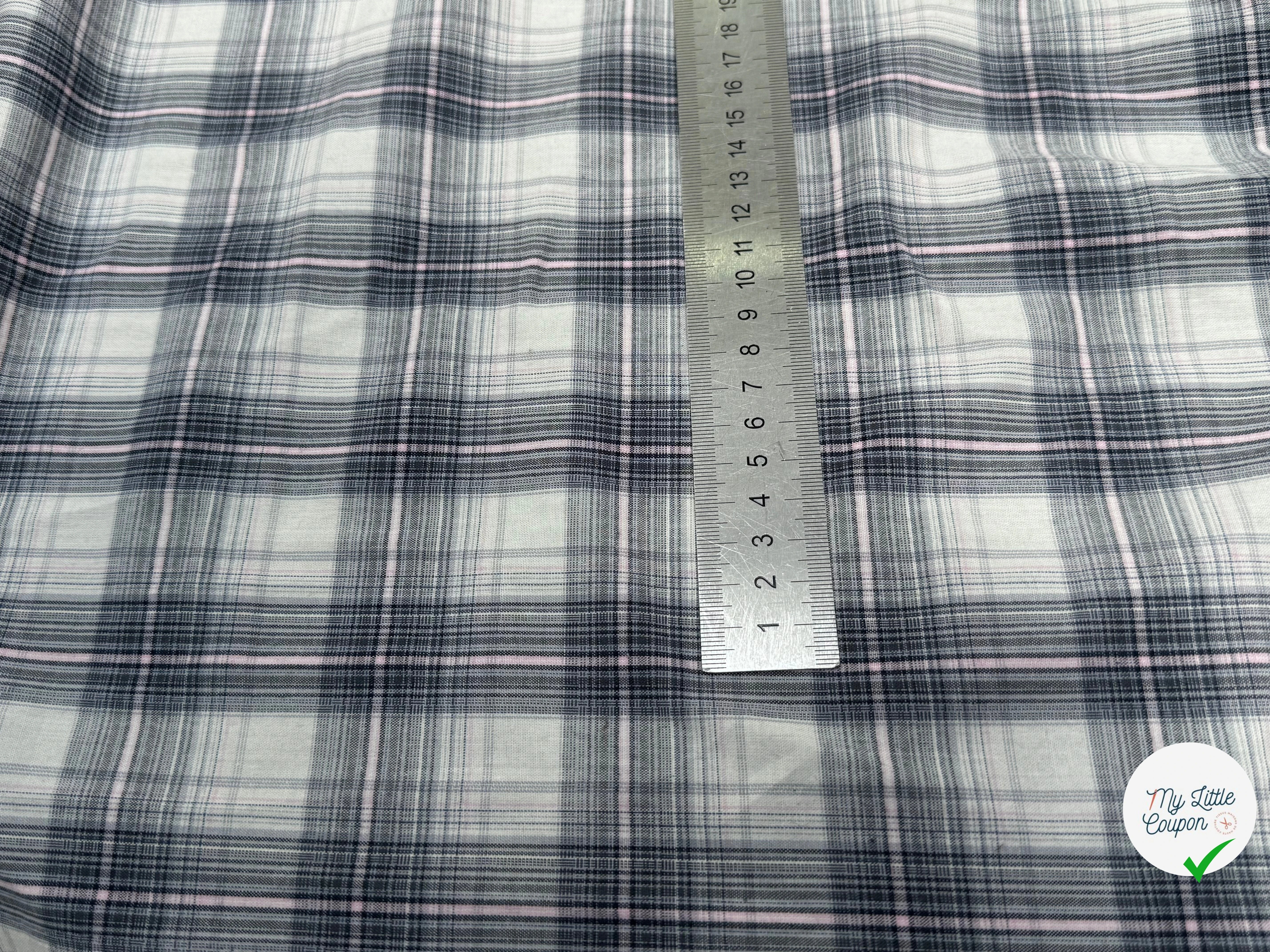 COTON CHEMISE À CARREAUX FINE RAYURES MULTICOLORS BLEU GRIS ROSE - My Little Coupon