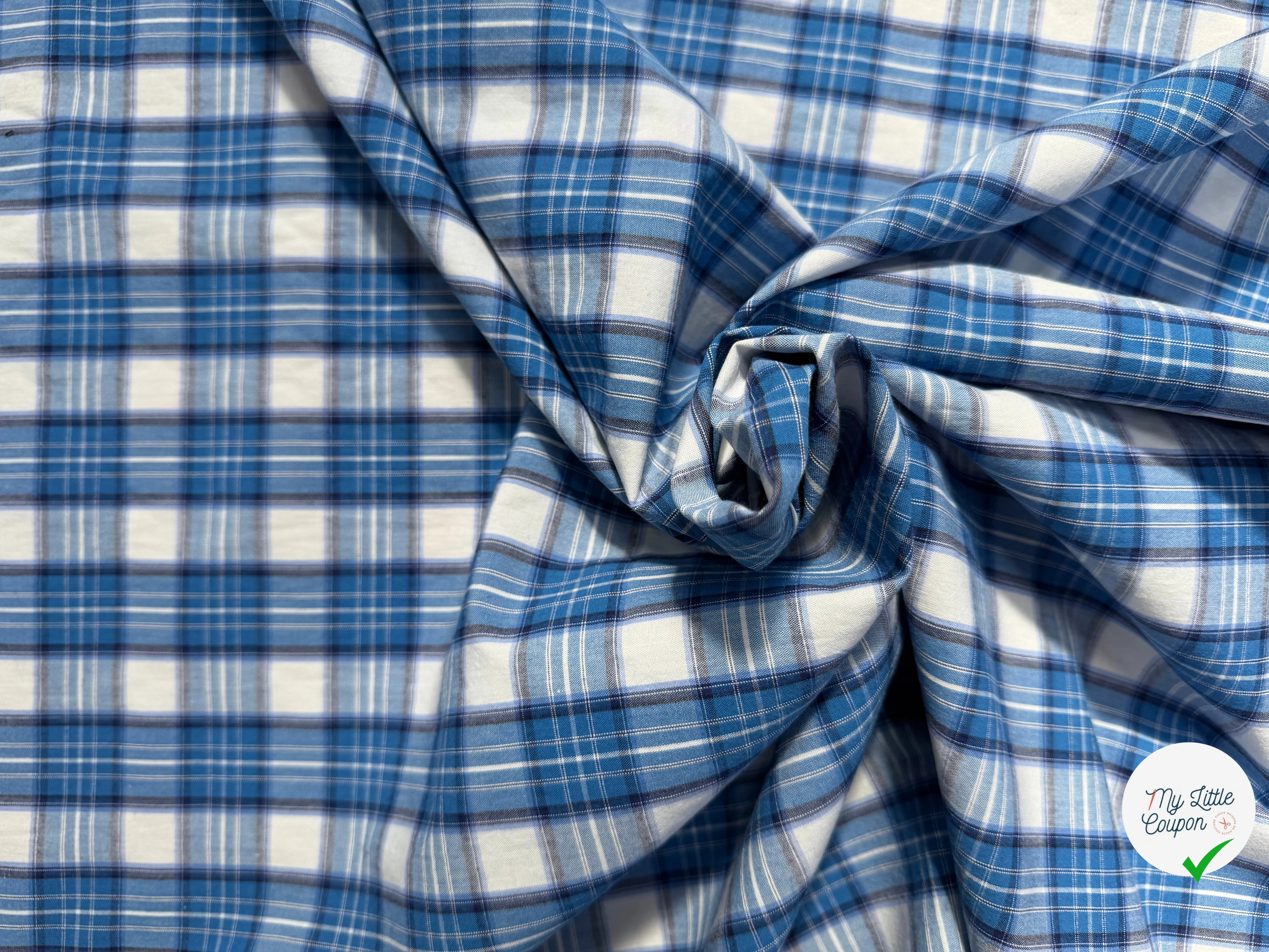 COTON CHEMISE CARREAUX DIVERS BLEU - My Little Coupon