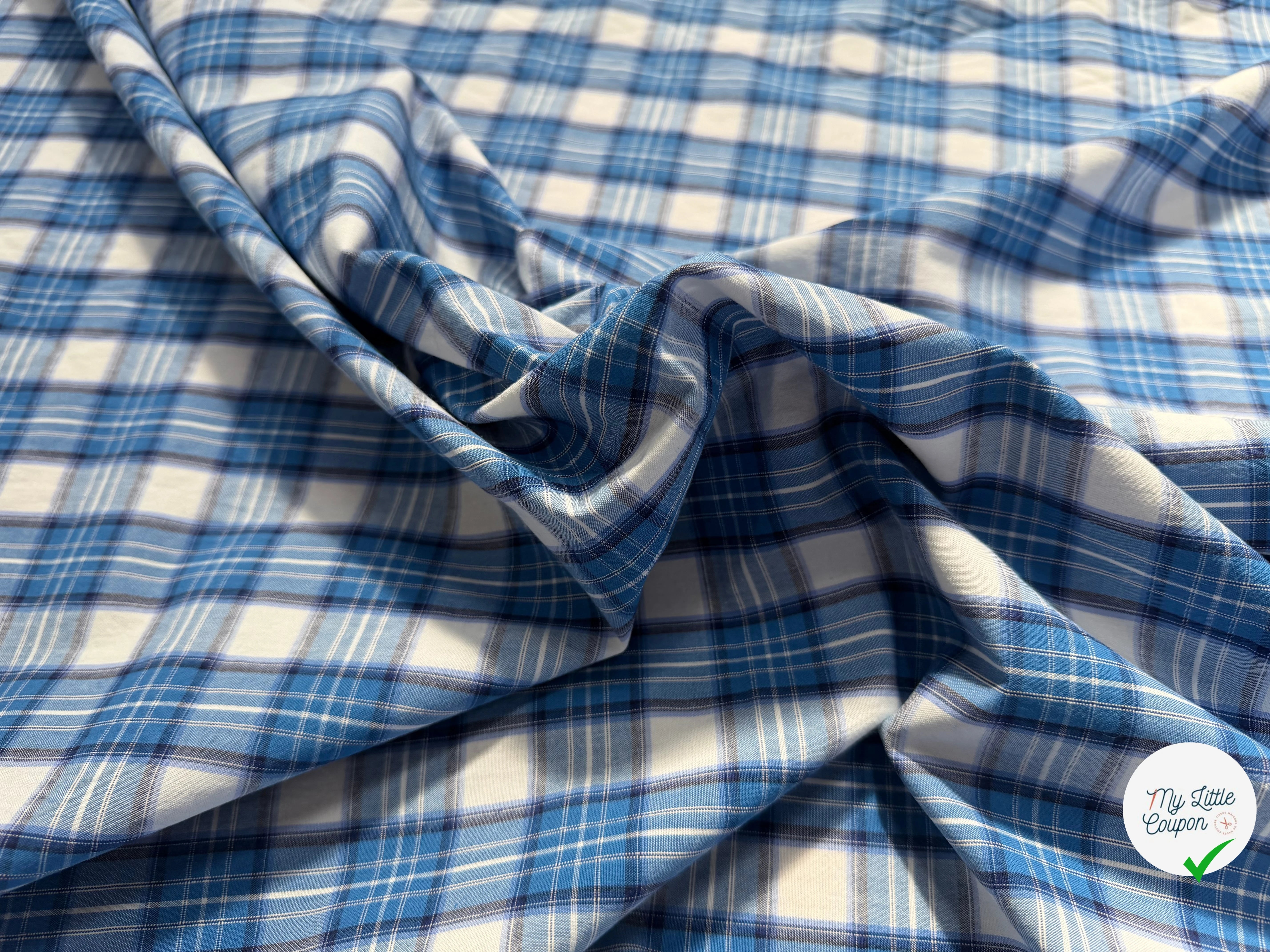 COTON CHEMISE CARREAUX DIVERS BLEU - My Little Coupon
