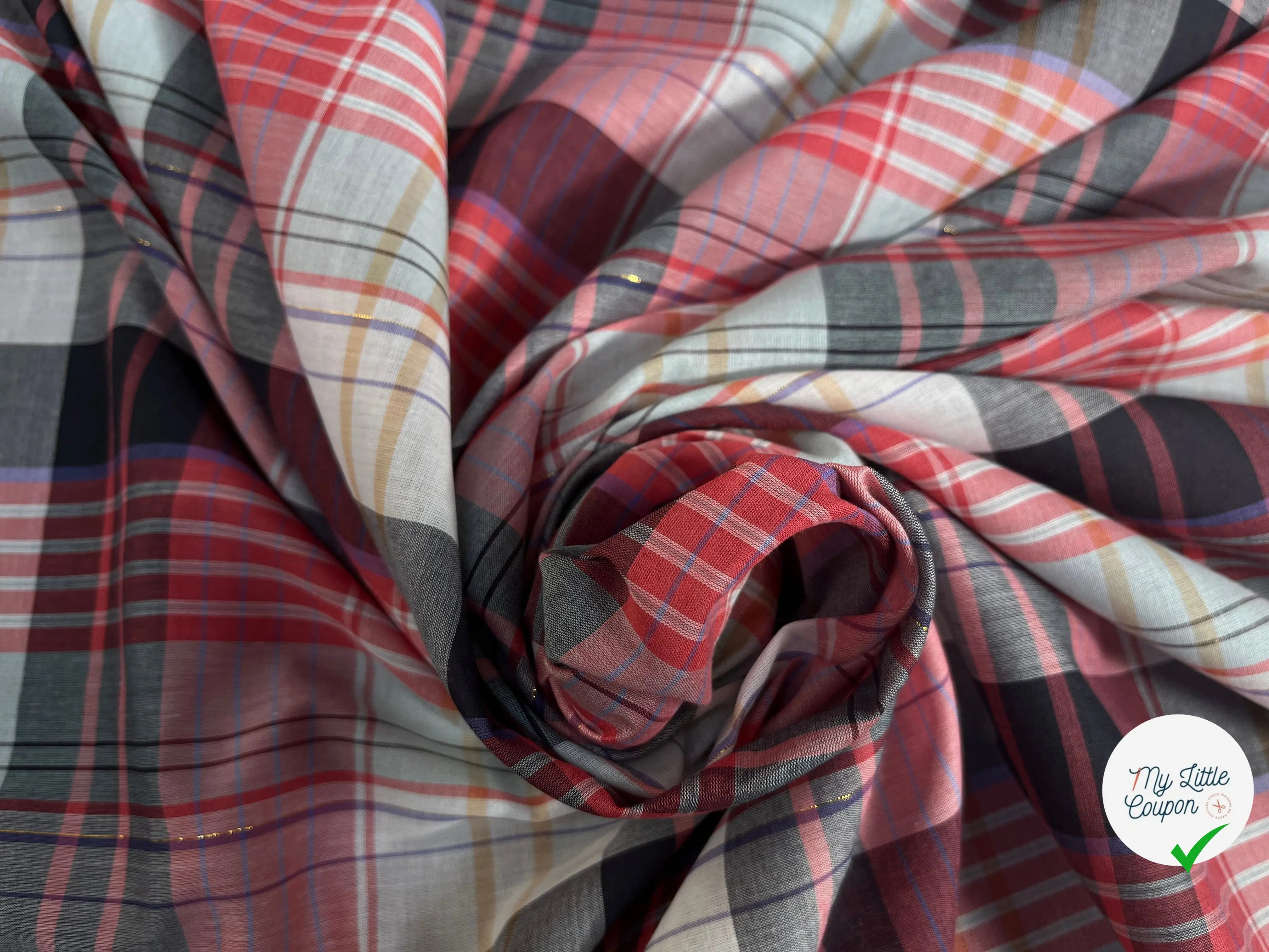 COTON CHEMISE CARREAUX ROUGE MULTICOLORE - My Little Coupon