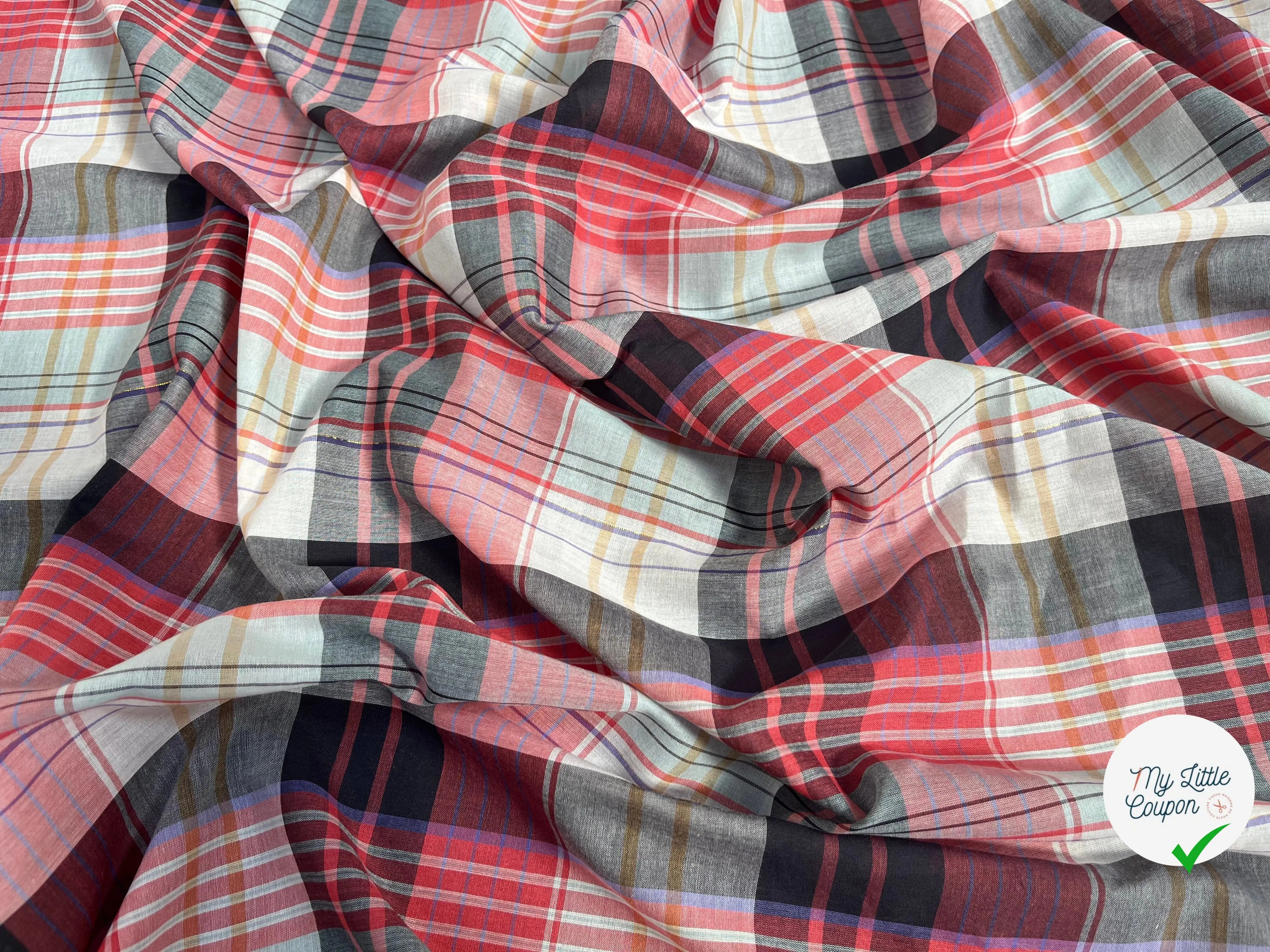 COTON CHEMISE CARREAUX ROUGE MULTICOLORE - My Little Coupon