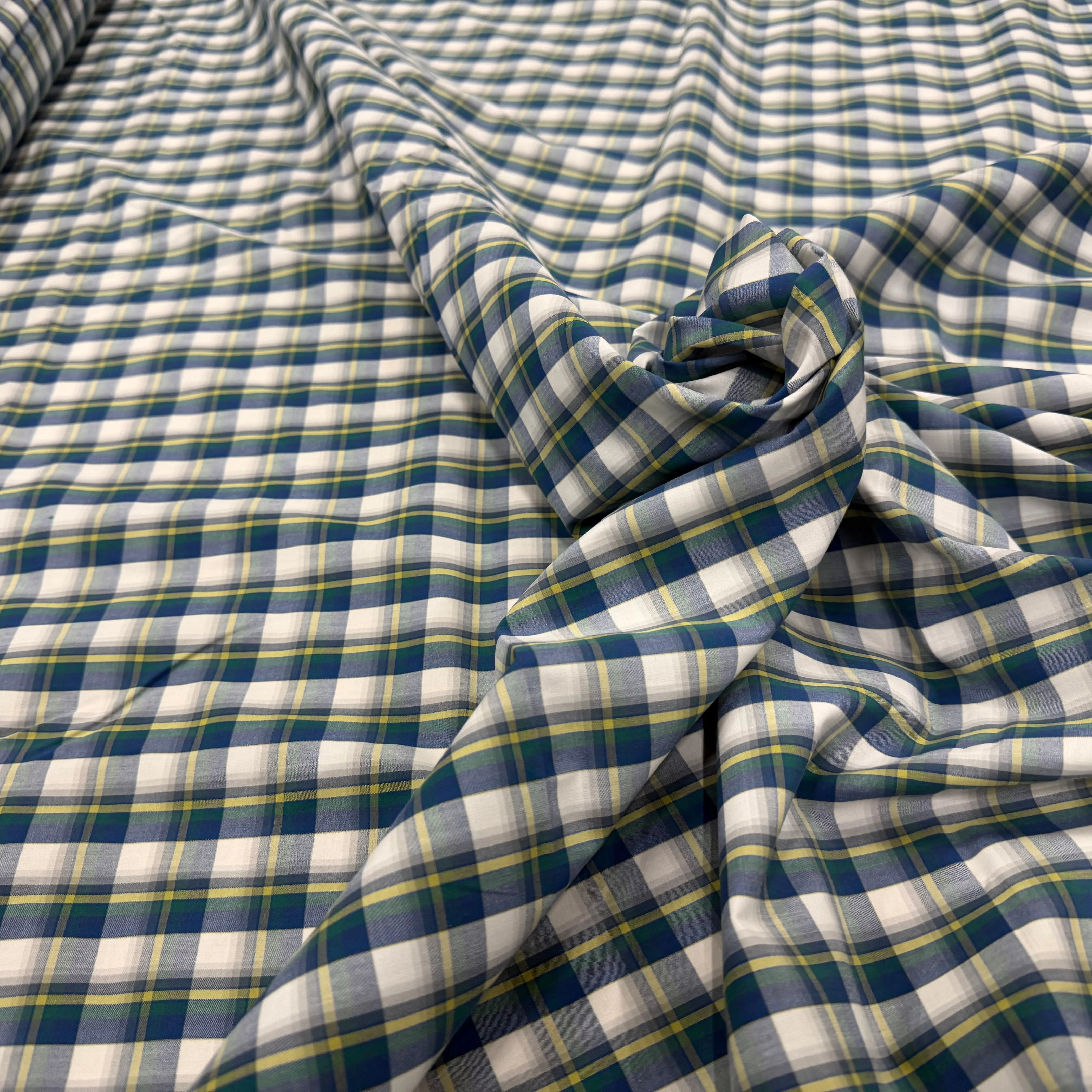 GREEN YELLOW CHECKED COTTON SHIRT - My Little Coupon
