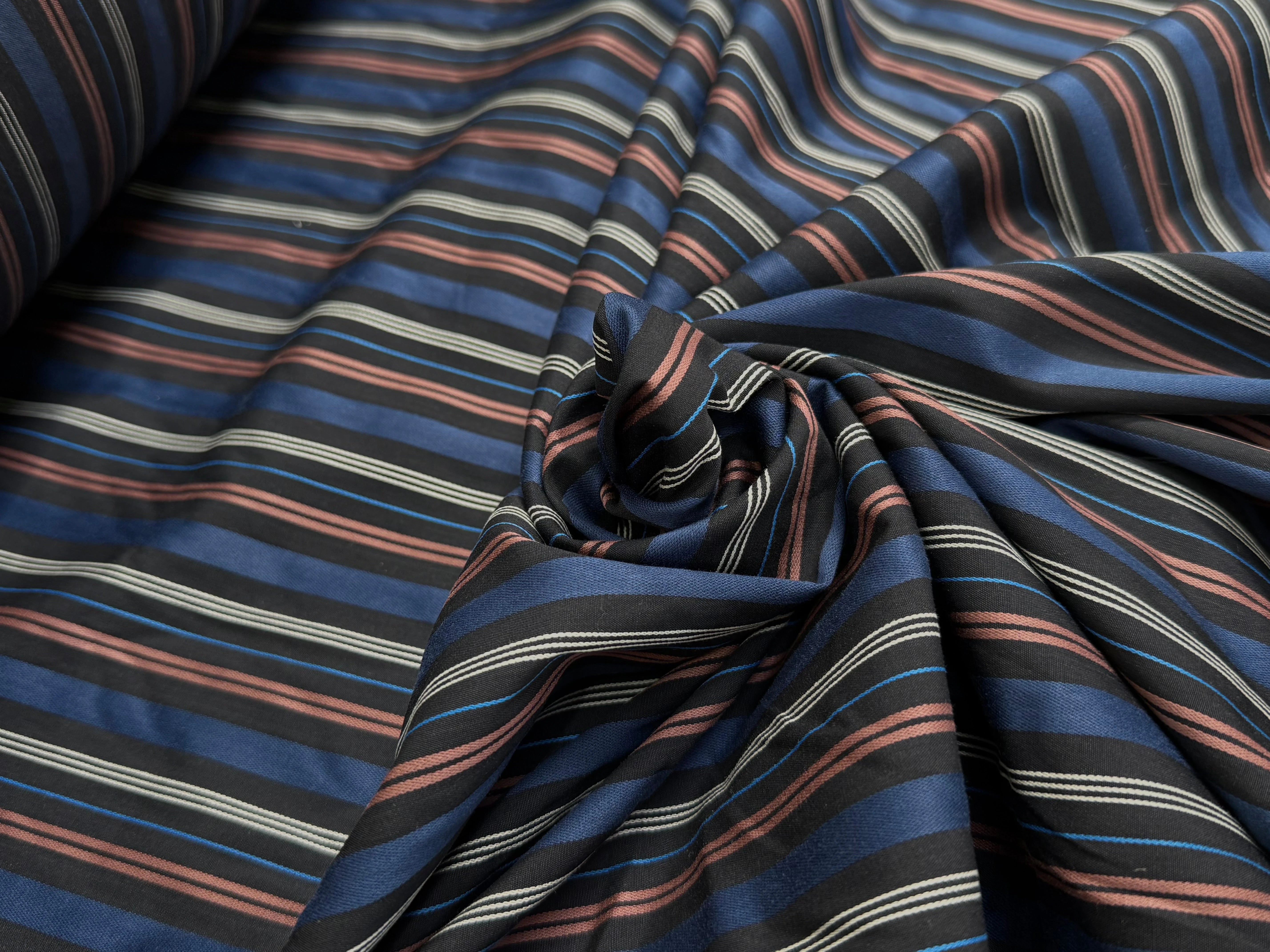COTON CHEMISE CHIC RAYURES MULTICOLOR BLEU NOIR - My Little Coupon