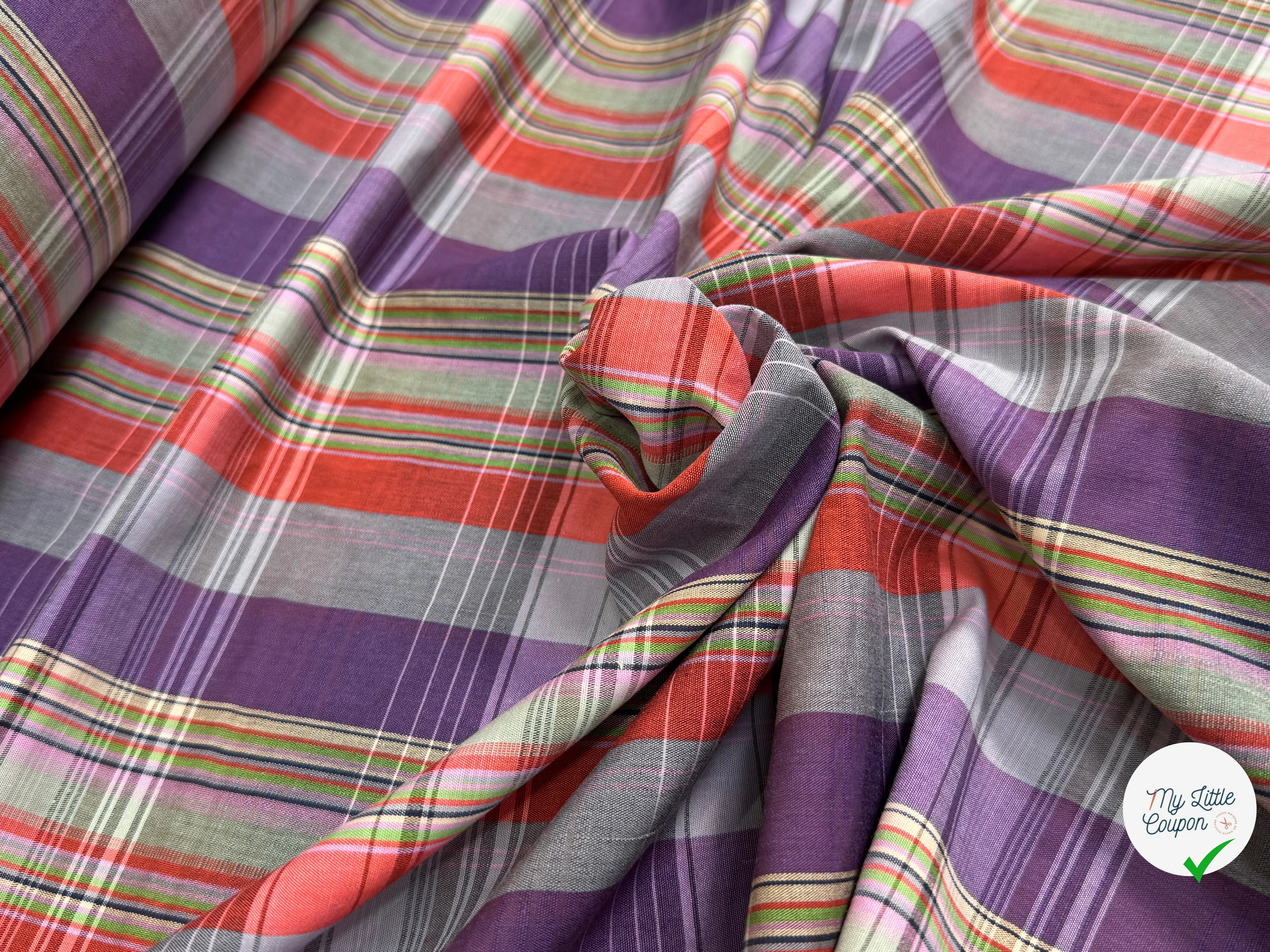 COTON CHEMISE CHIC RAYURES MULTICOLOR GRIS VIOLET - My Little Coupon