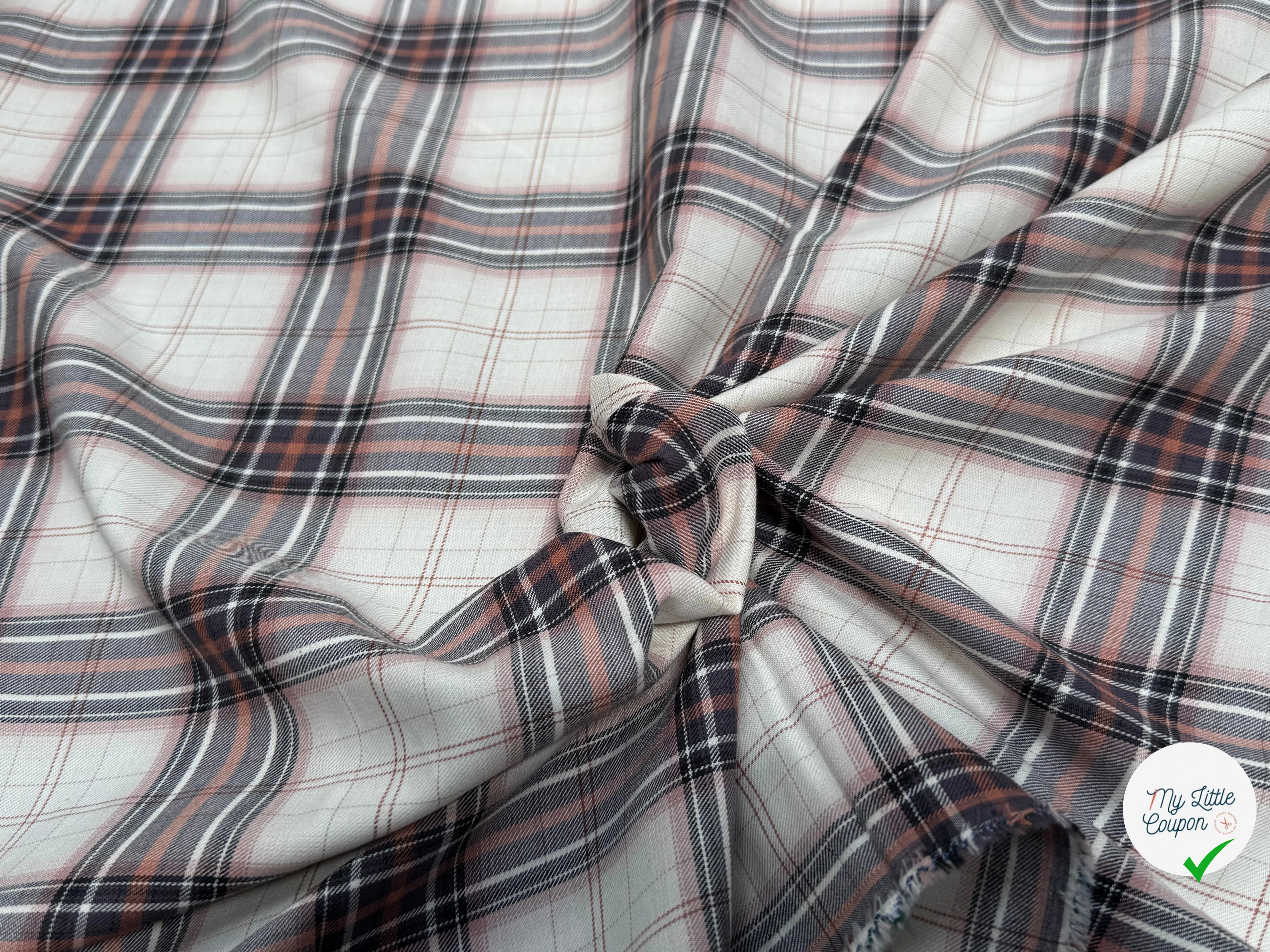 COTON CHEMISE DUVETEUX ÉCRU À CARREAUX MULTICOLORS - My Little Coupon