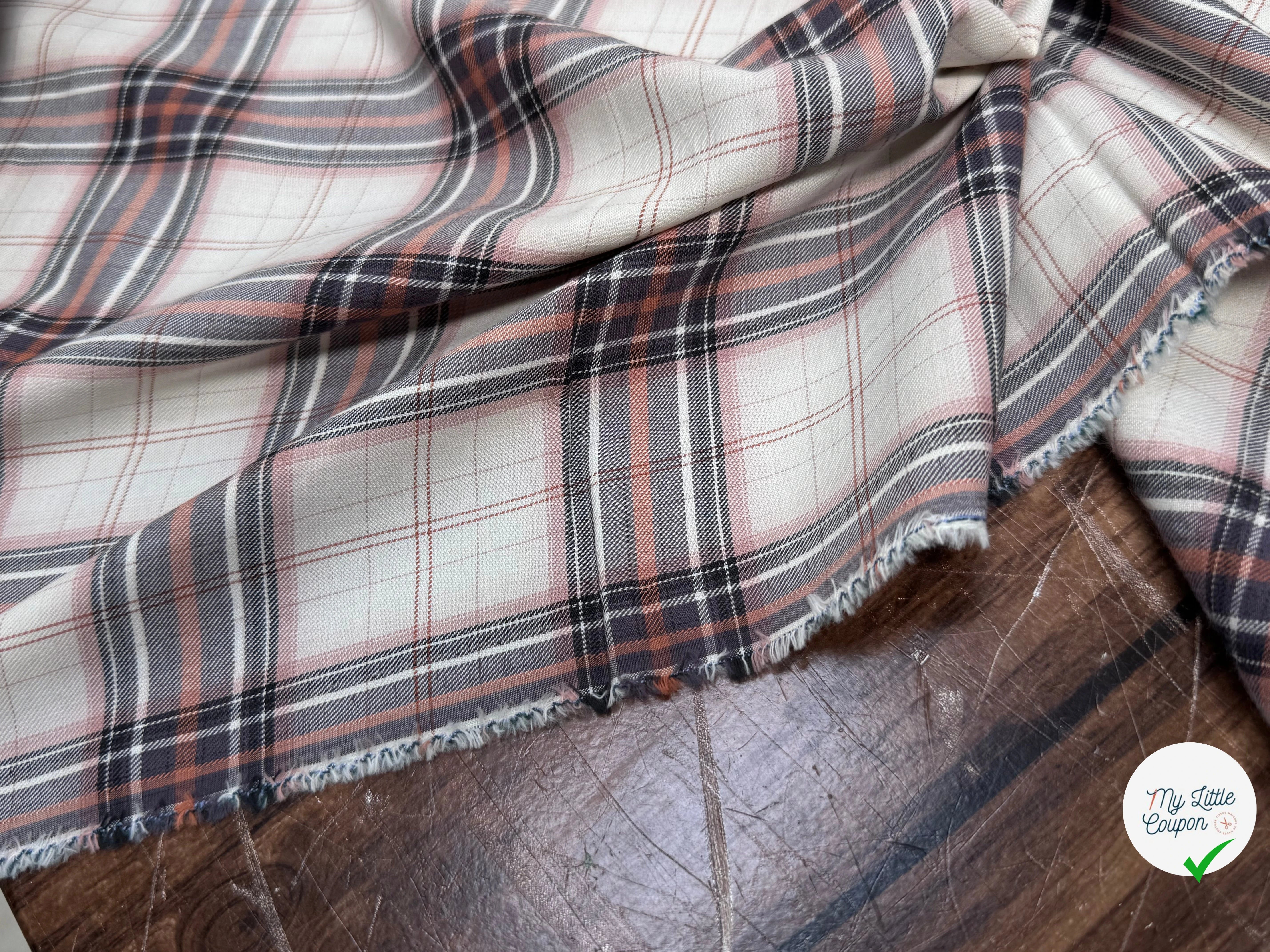 COTON CHEMISE DUVETEUX ÉCRU À CARREAUX MULTICOLORS - My Little Coupon