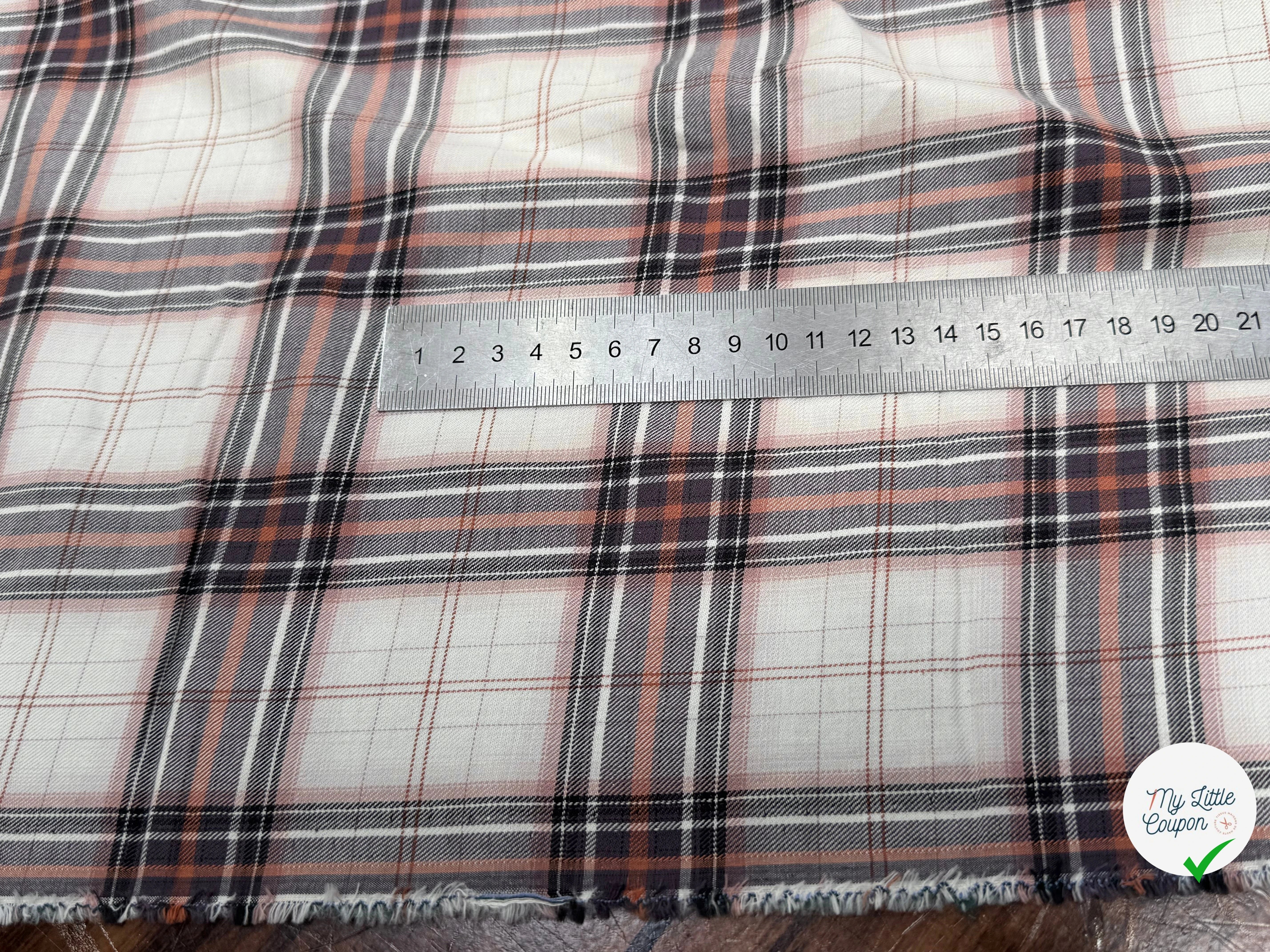 COTON CHEMISE DUVETEUX ÉCRU À CARREAUX MULTICOLORS - My Little Coupon