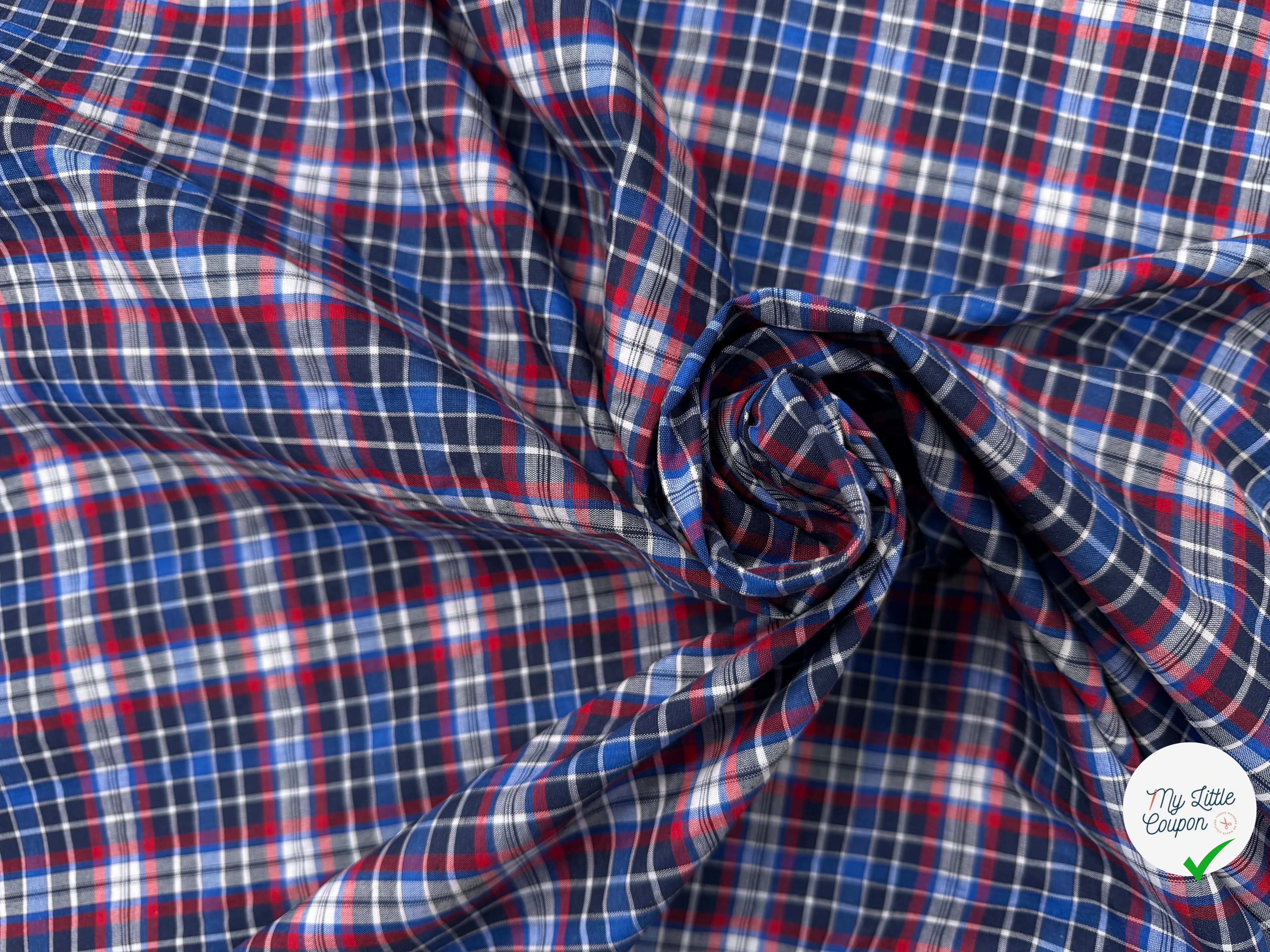 COTON CHEMISE ECOSSAIS BLEU ROUGE - My Little Coupon