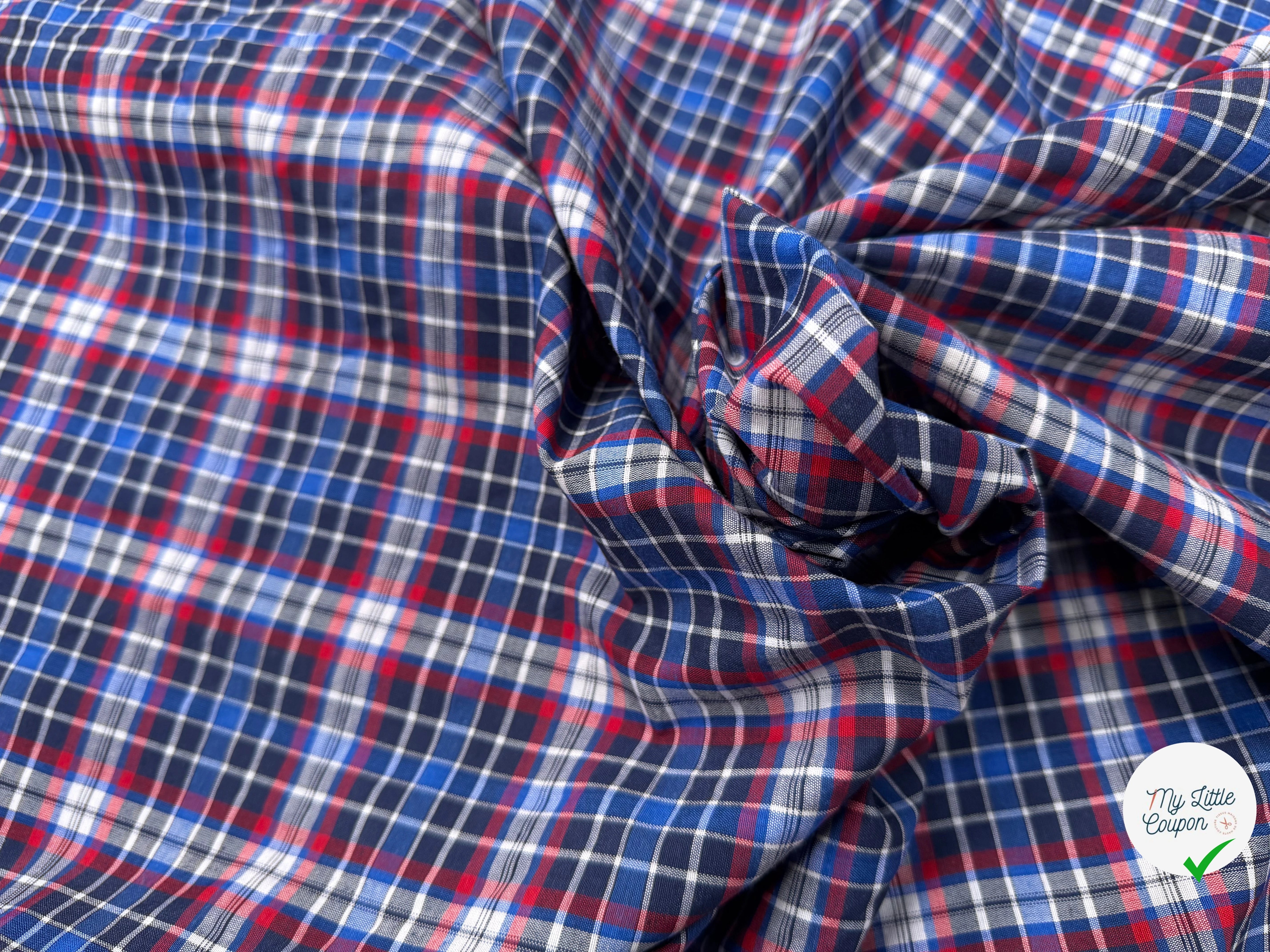 COTON CHEMISE ECOSSAIS BLEU ROUGE - My Little Coupon