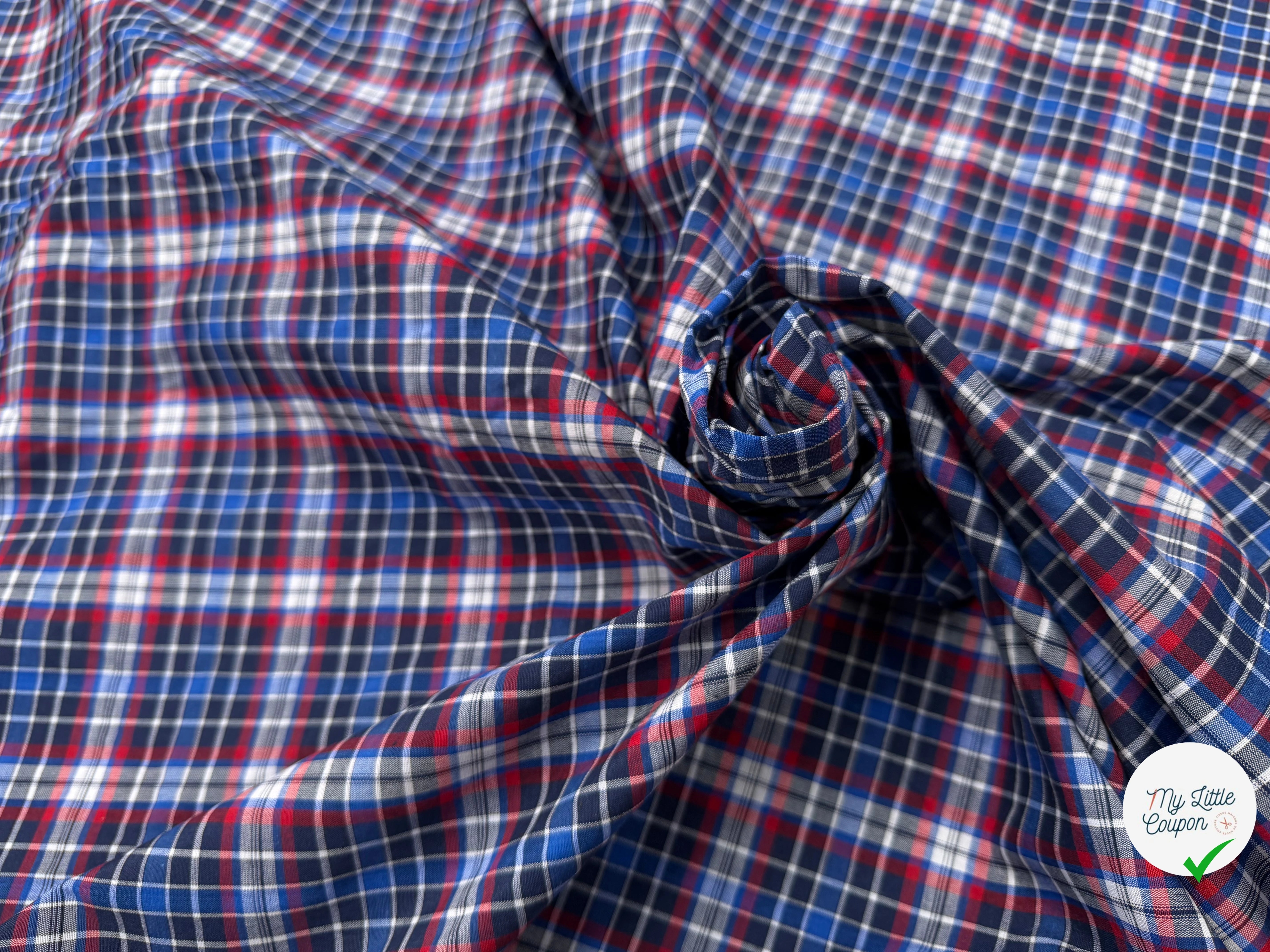 COTON CHEMISE ECOSSAIS BLEU ROUGE - My Little Coupon