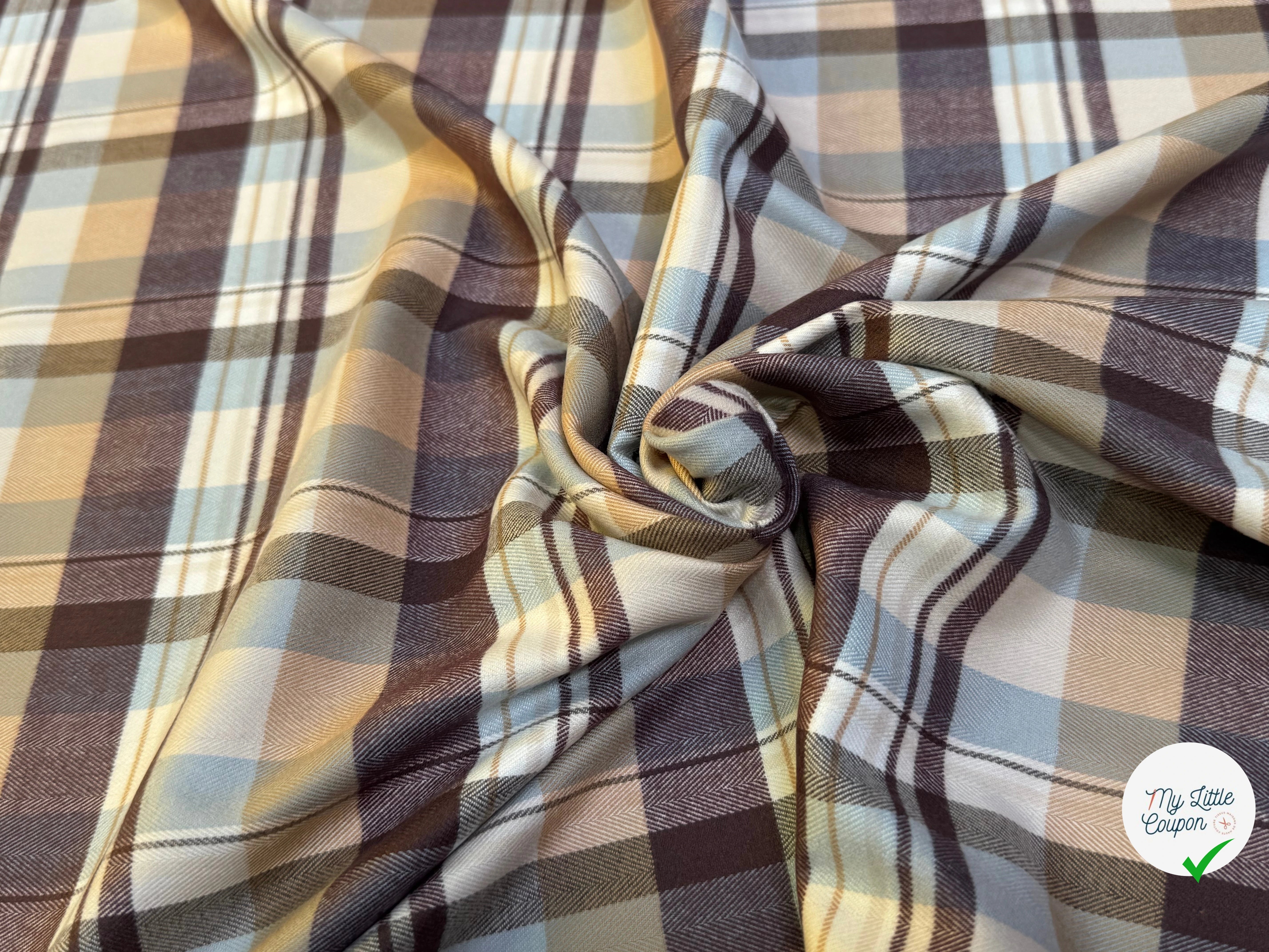 COTON CHEMISE FLANELLE DOUCE À CARREAUX COULEURS DU CIEL - My Little Coupon