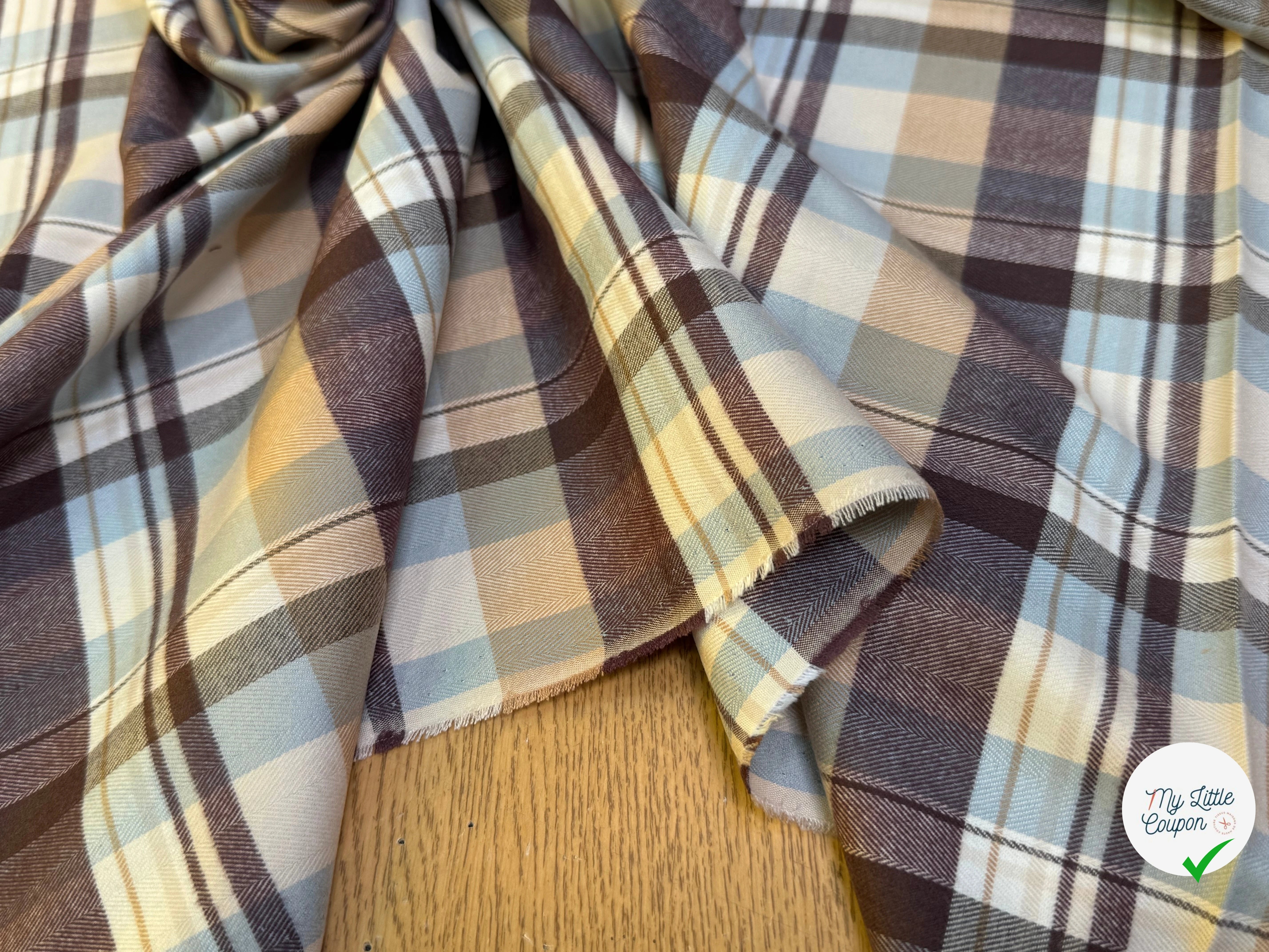COTON CHEMISE FLANELLE DOUCE À CARREAUX COULEURS DU CIEL - My Little Coupon
