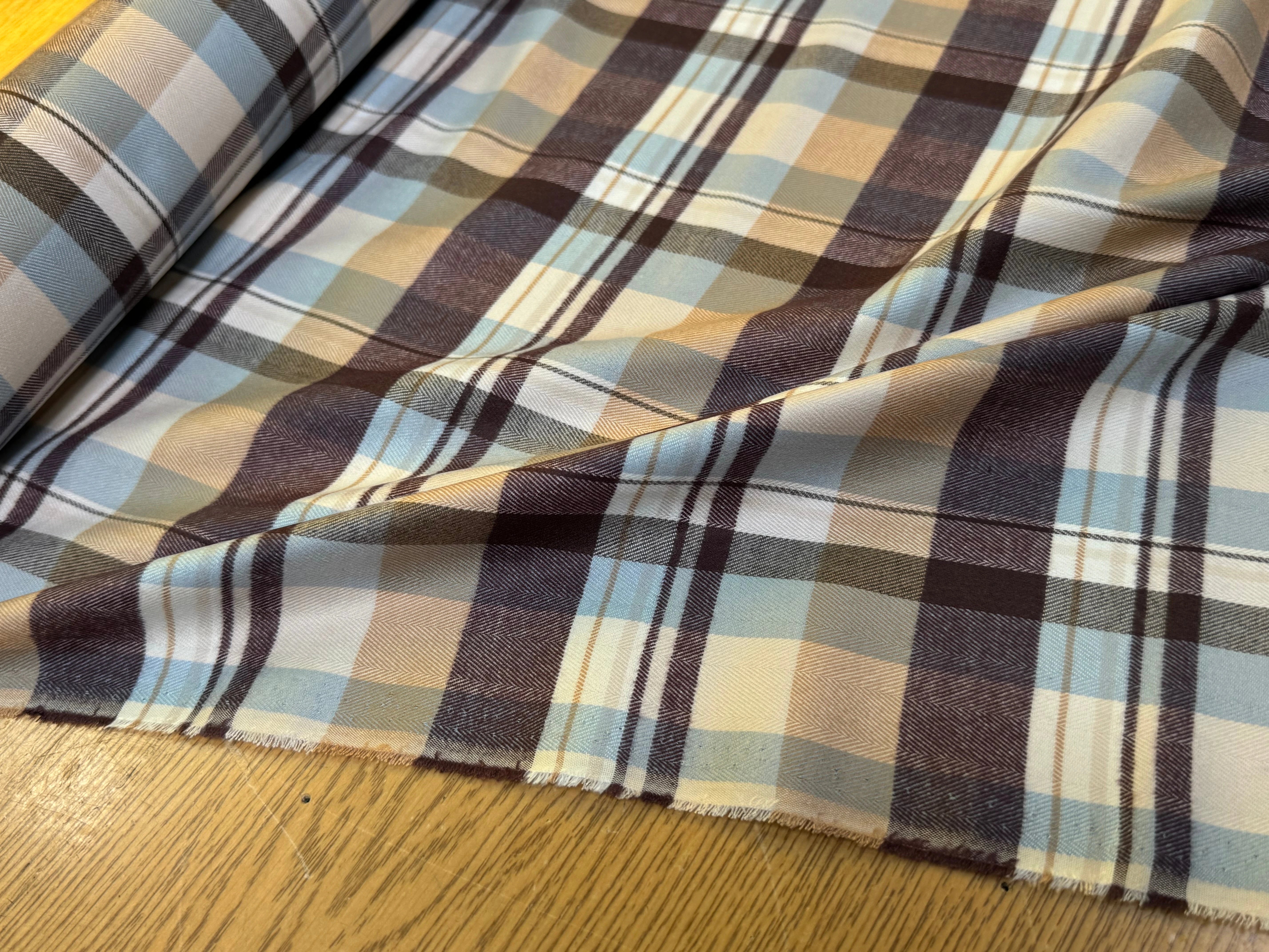 COTON CHEMISE FLANELLE DOUCE À CARREAUX COULEURS DU CIEL - My Little Coupon