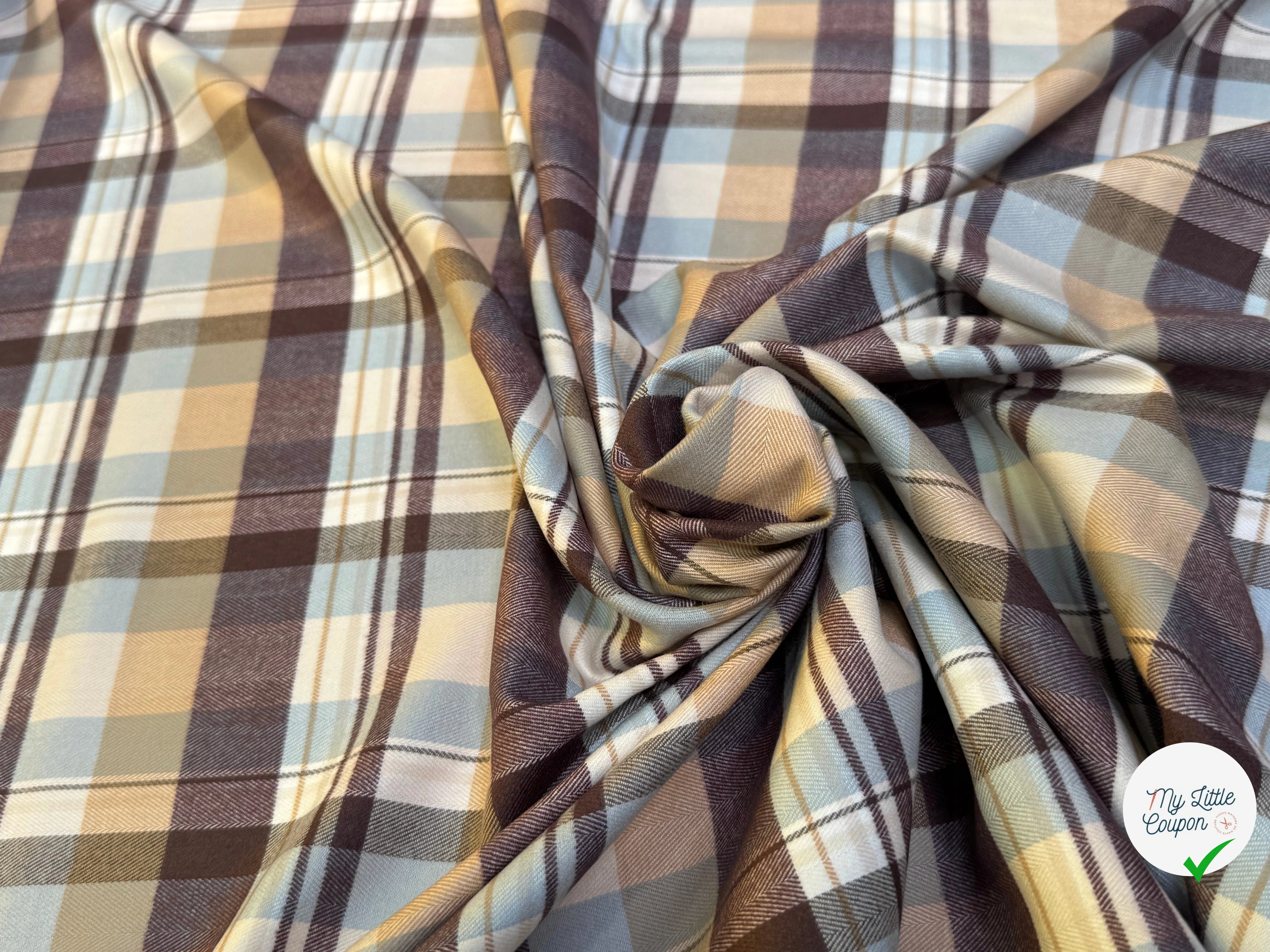 COTON CHEMISE FLANELLE DOUCE À CARREAUX COULEURS DU CIEL - My Little Coupon