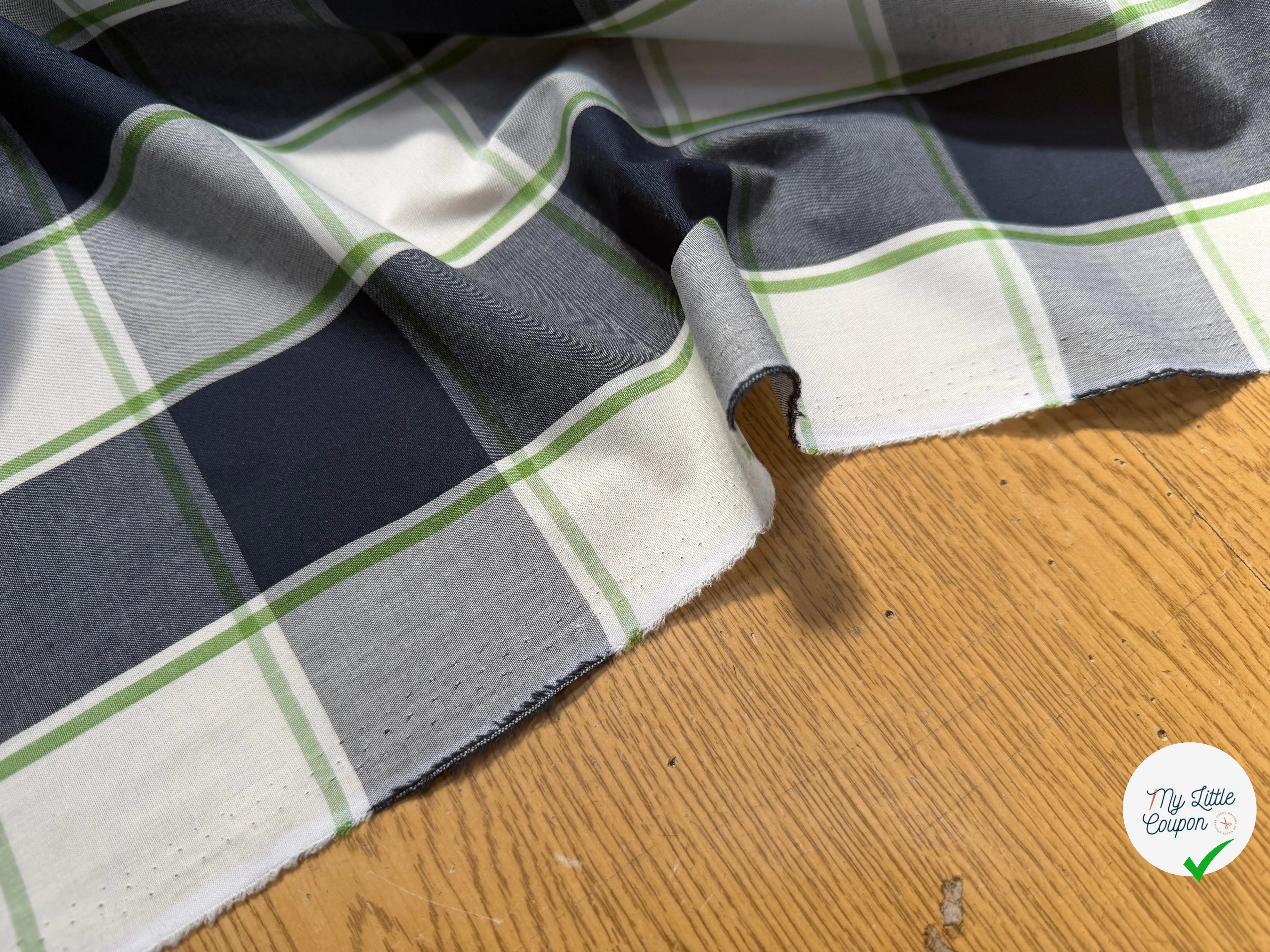 COTON CHEMISE GROS CARREAUX VERTS - My Little Coupon