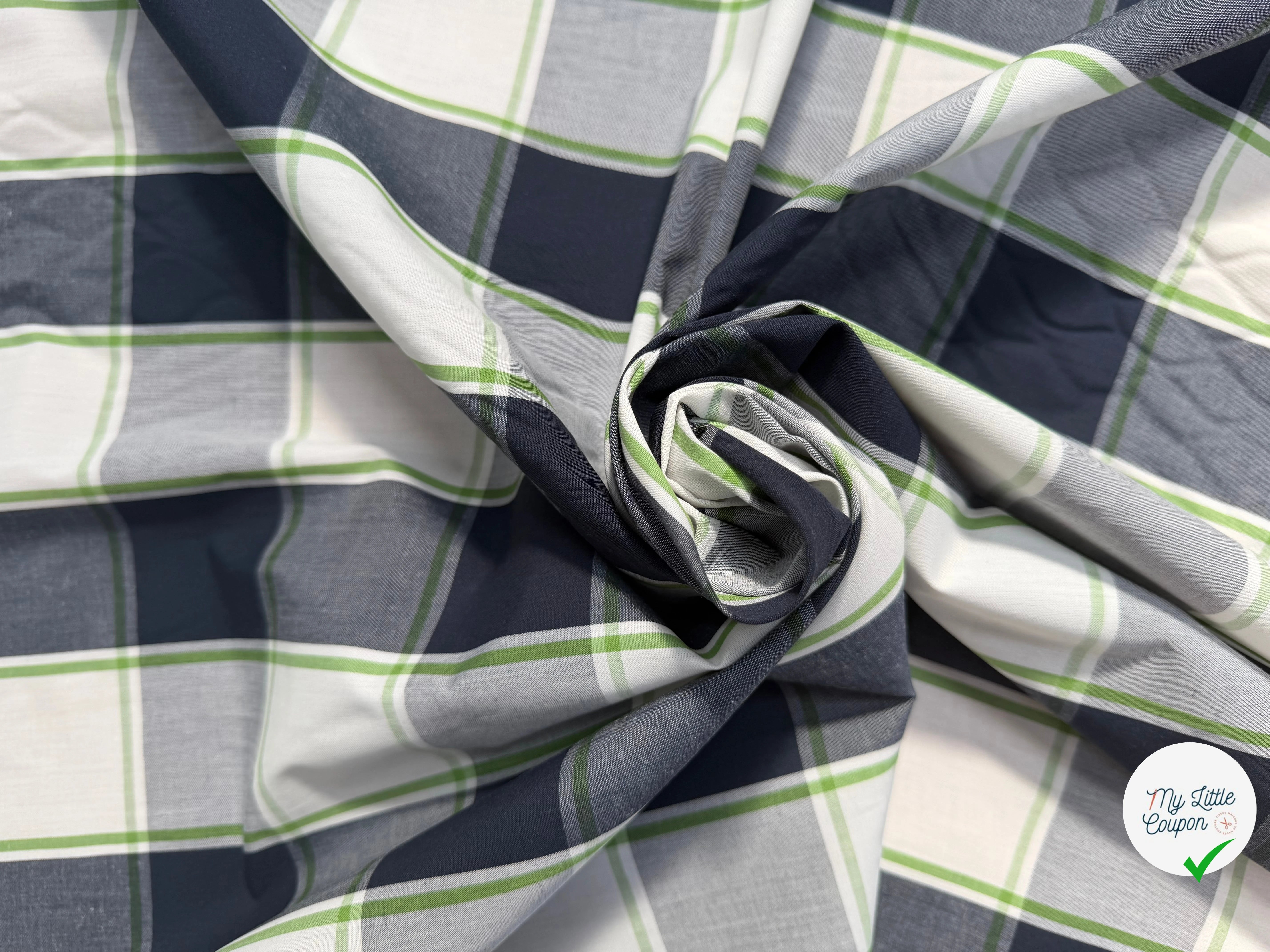 COTON CHEMISE GROS CARREAUX VERTS - My Little Coupon