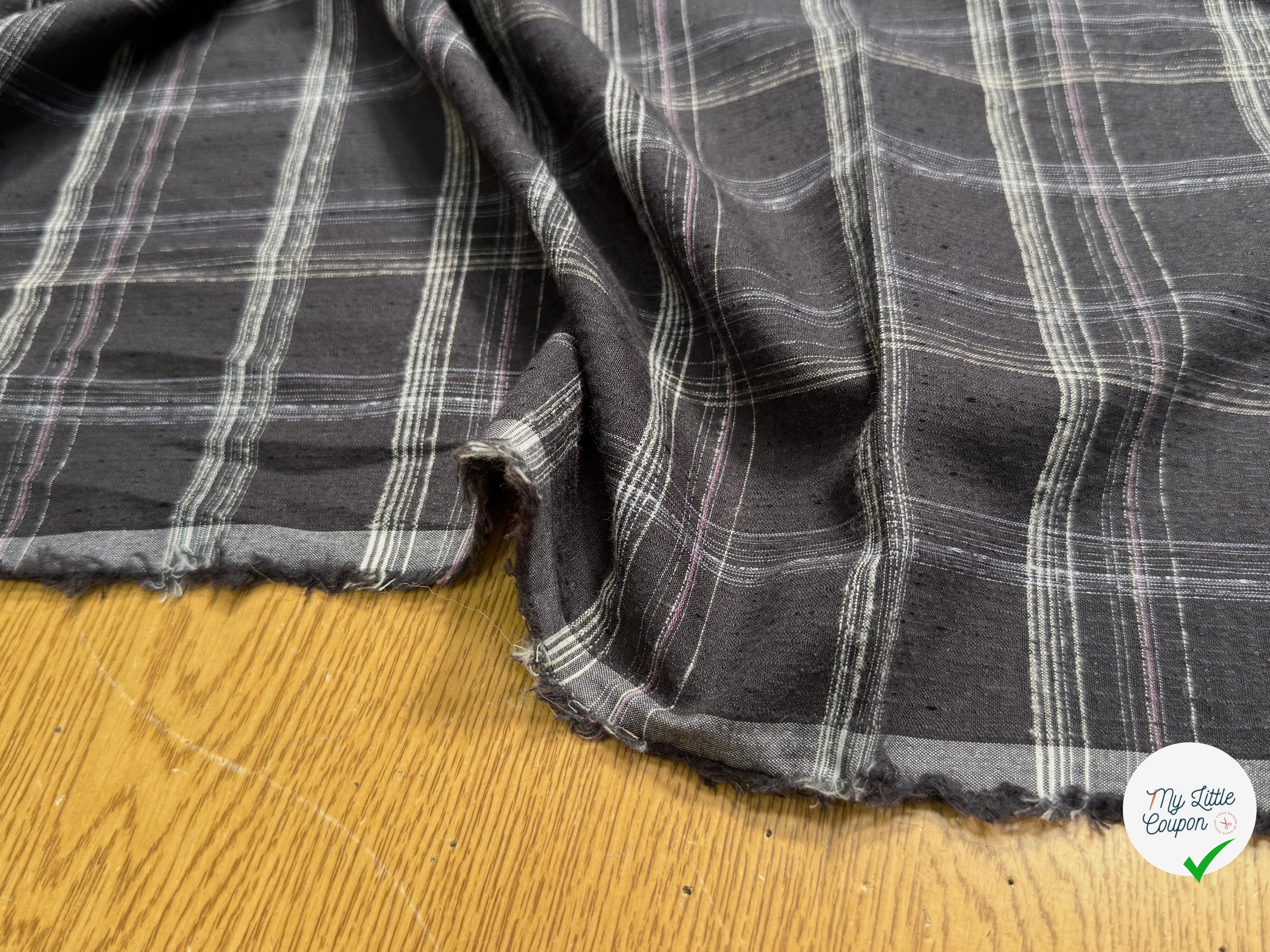 COTON CHEMISE LÉGÈREMENT DUVETEUX À CARREAUX GRIS NAVY - My Little Coupon