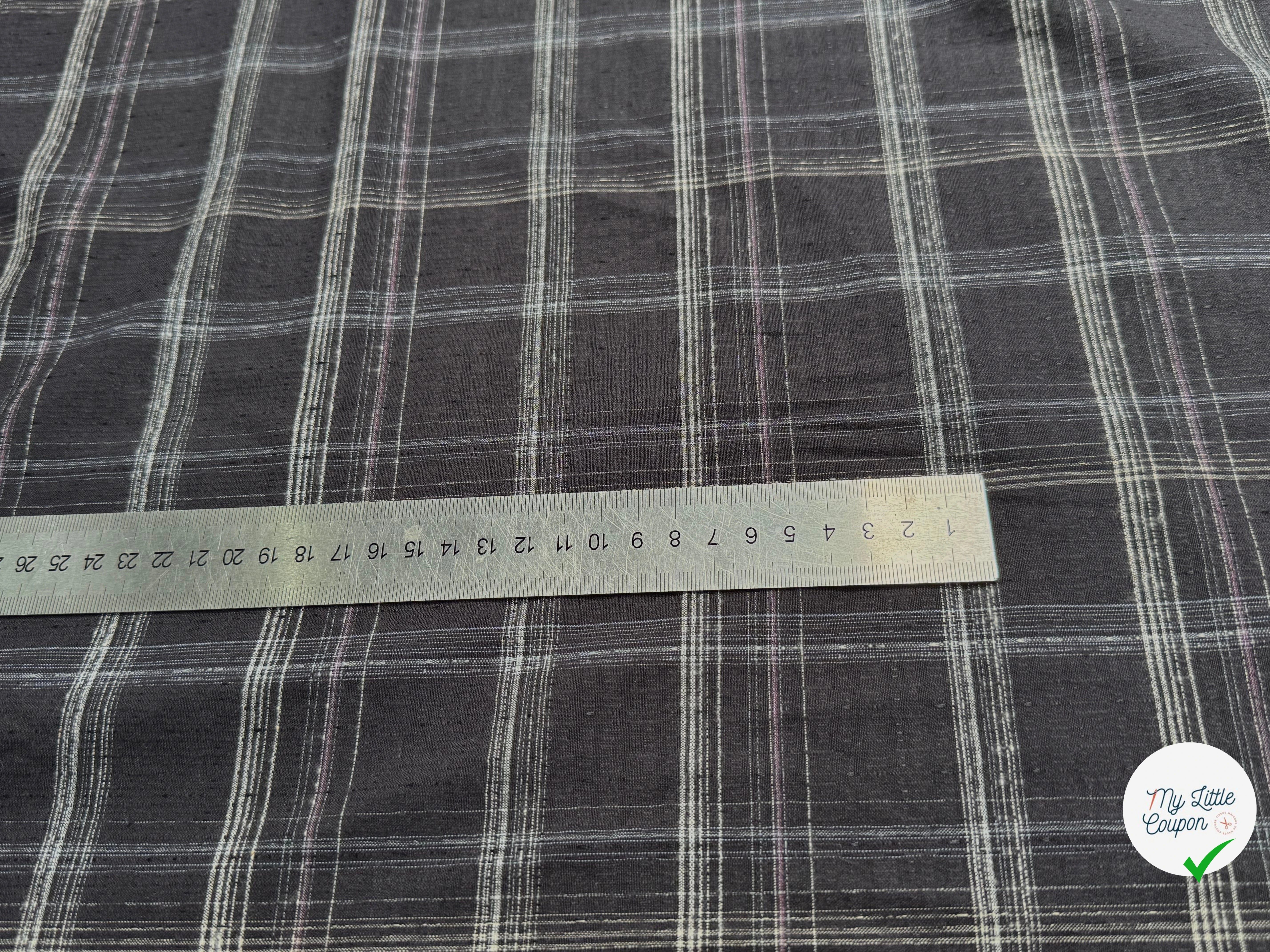 COTON CHEMISE LÉGÈREMENT DUVETEUX À CARREAUX GRIS NAVY - My Little Coupon