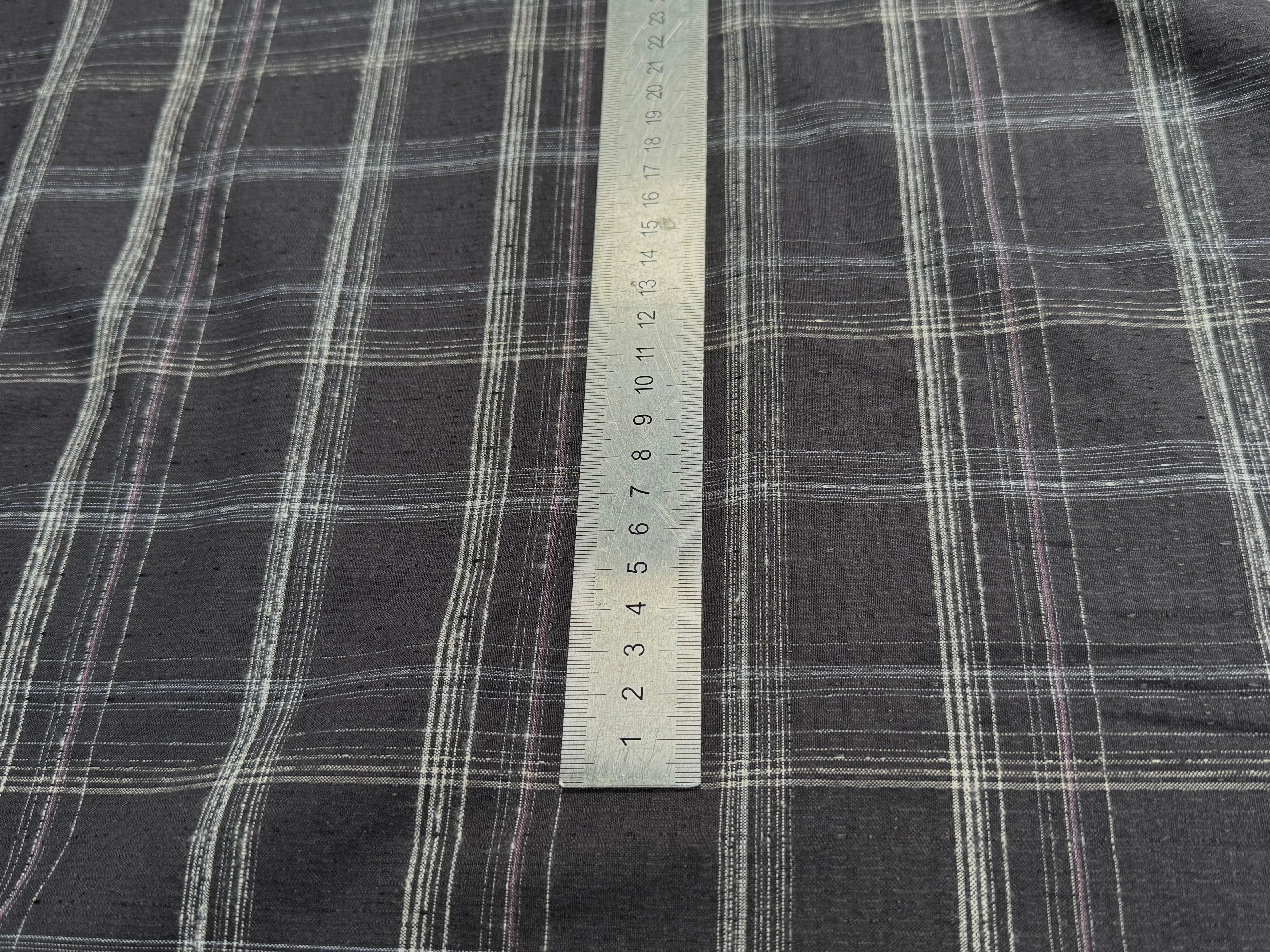 COTON CHEMISE LÉGÈREMENT DUVETEUX À CARREAUX GRIS NAVY - My Little Coupon