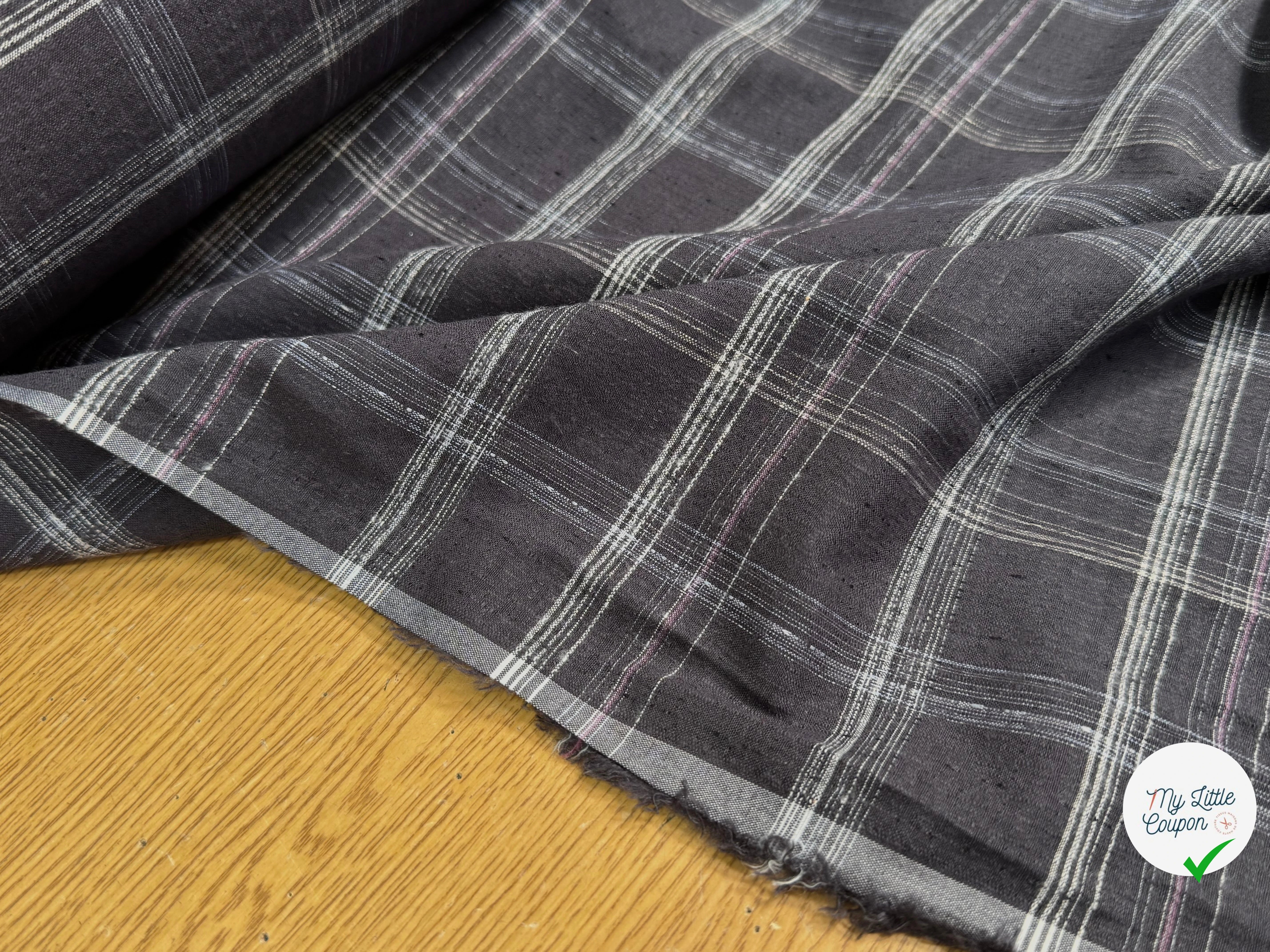 COTON CHEMISE LÉGÈREMENT DUVETEUX À CARREAUX GRIS NAVY - My Little Coupon