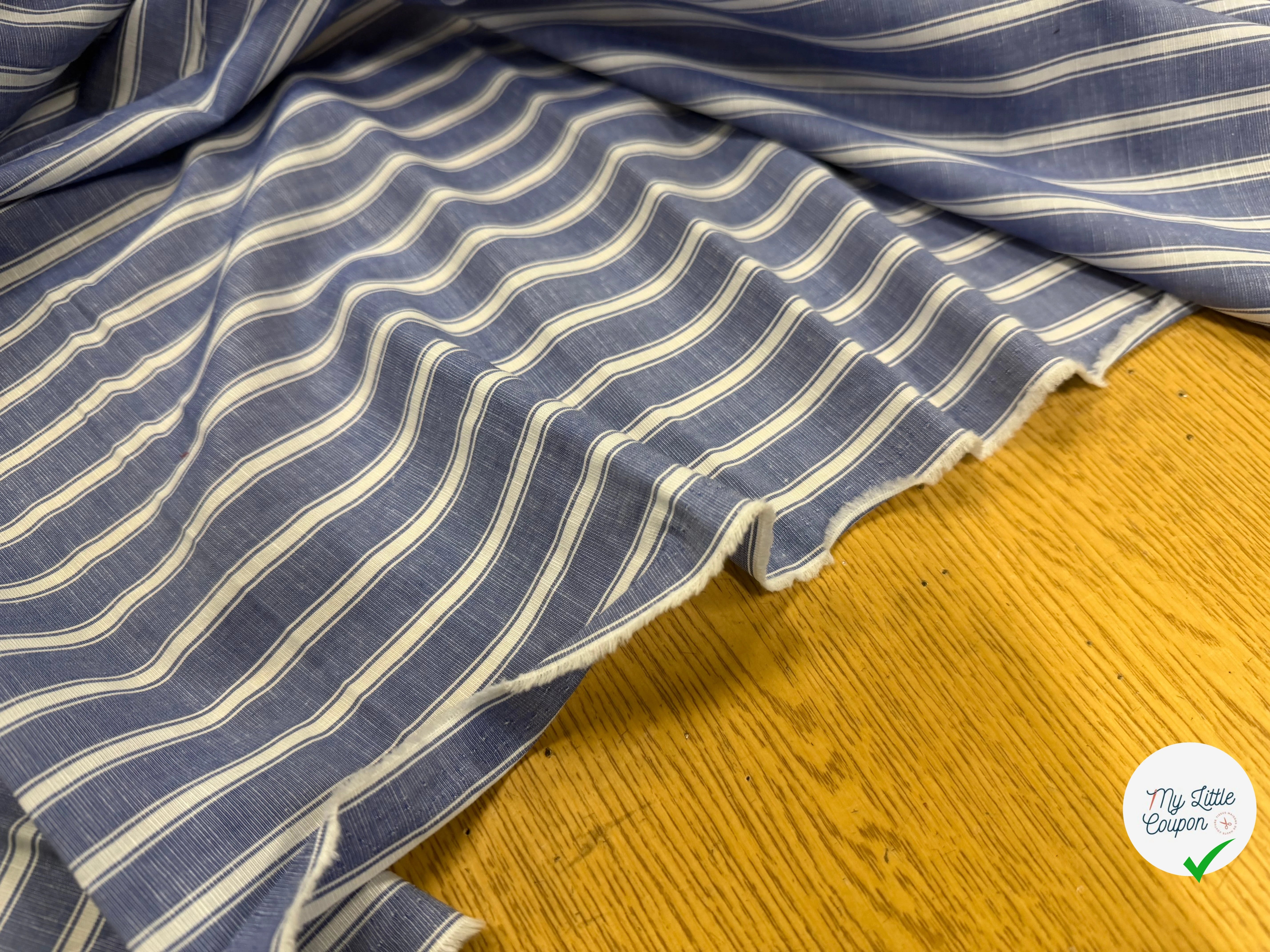 COTON CHEMISE RAYURES BLANCHES SUR BLEU - My Little Coupon