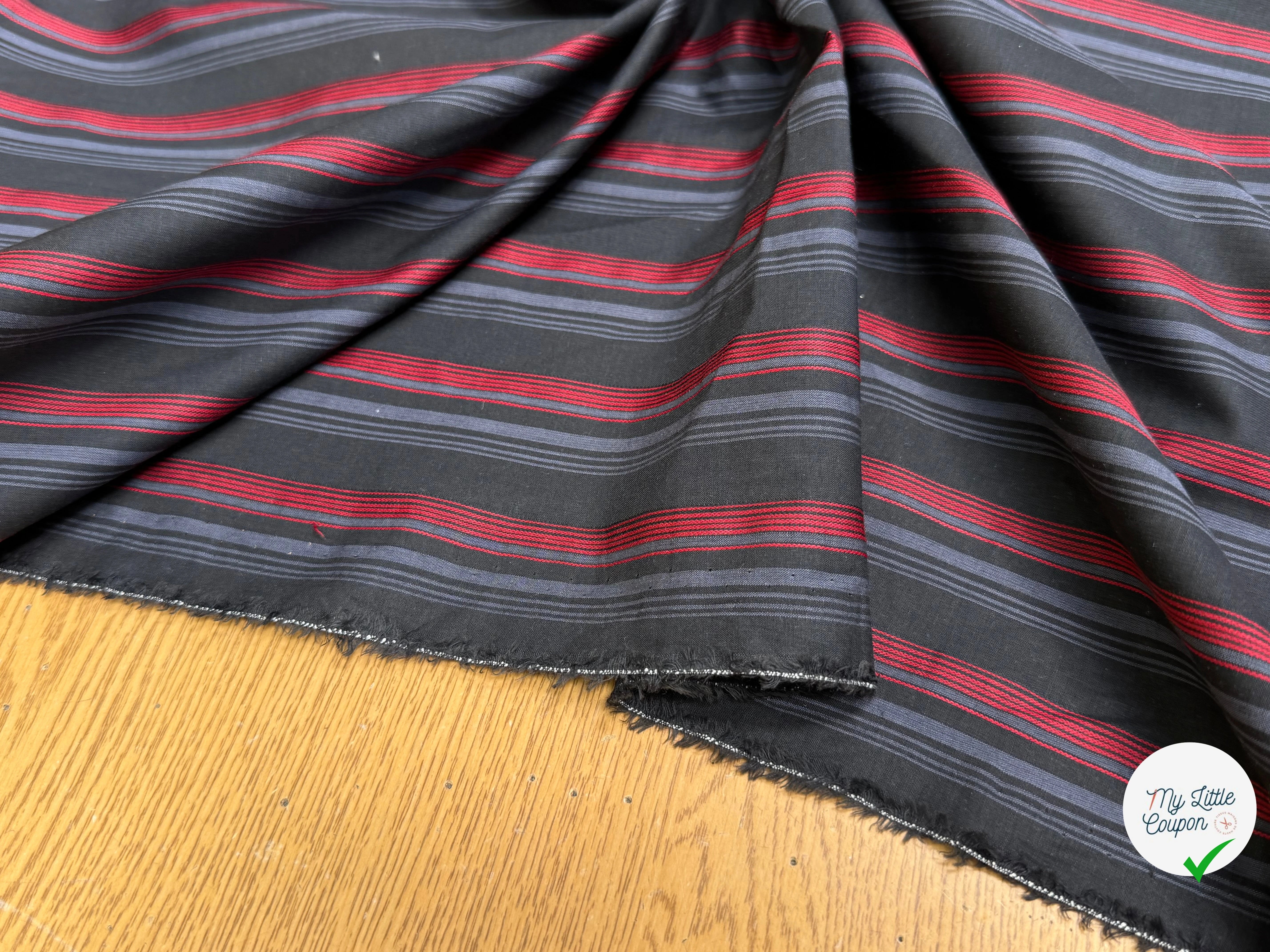 COTON CHEMISE RAYURES MULTICOLORS ROUGE BLEU NOIR - My Little Coupon
