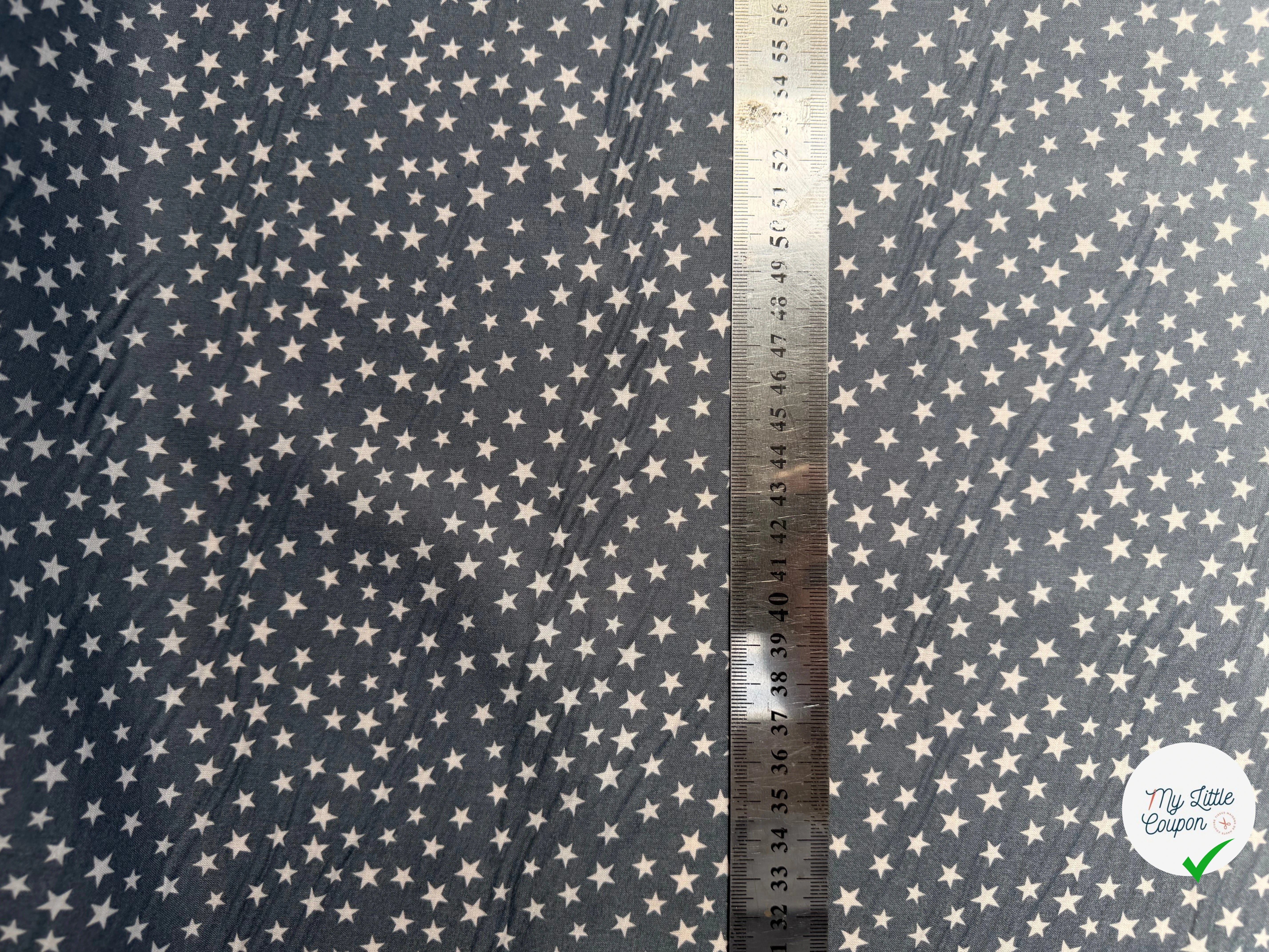 COTON ETOILES FOND BLEU GRIS - My Little Coupon