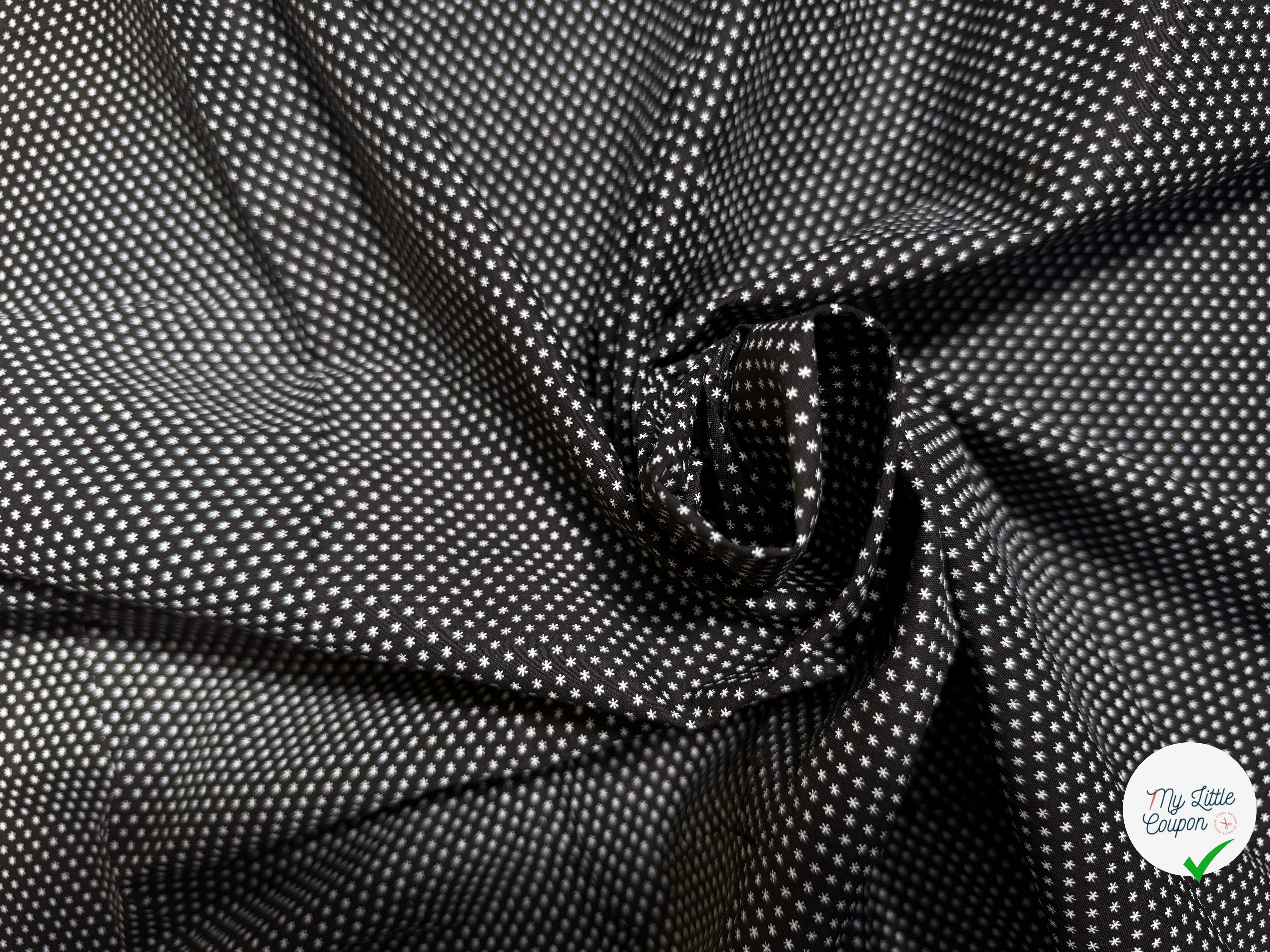 COTON FERMIÈRE NOIR ÉTOILES BLANCHES - My Little Coupon