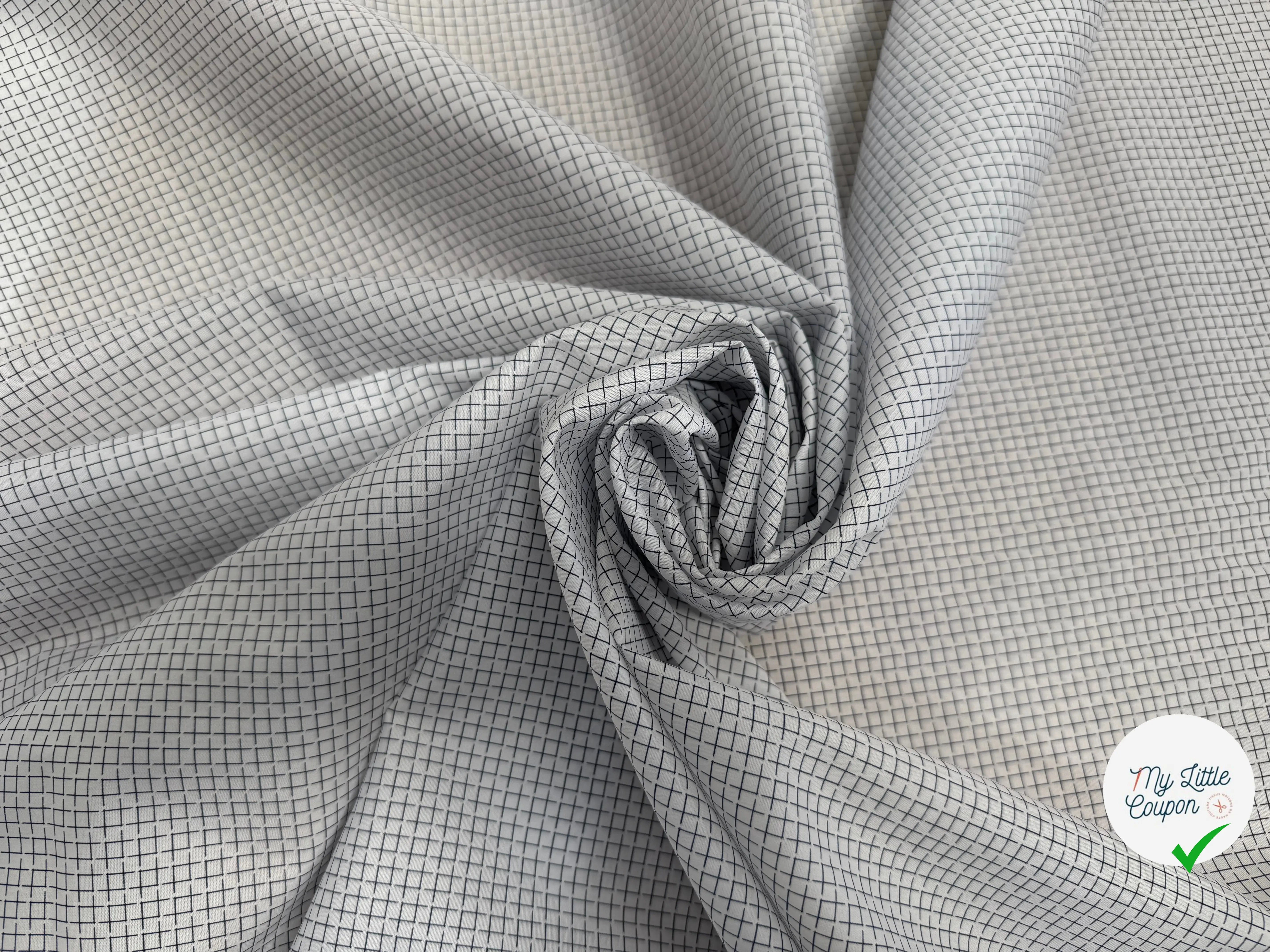COTON FIN FOND BLANC À CARREAUX NOIR - My Little Coupon