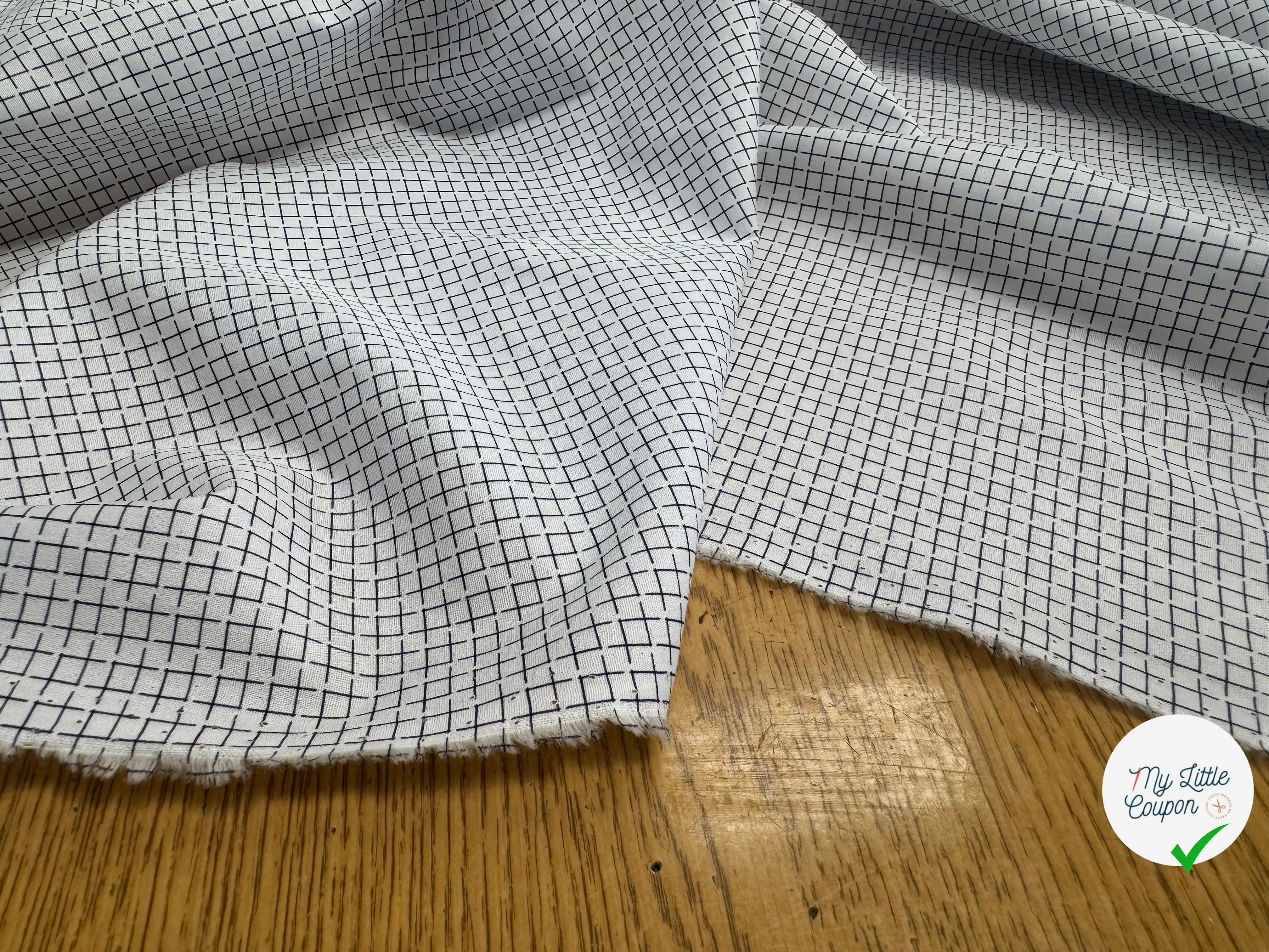 COTON FIN FOND BLANC À CARREAUX NOIR - My Little Coupon