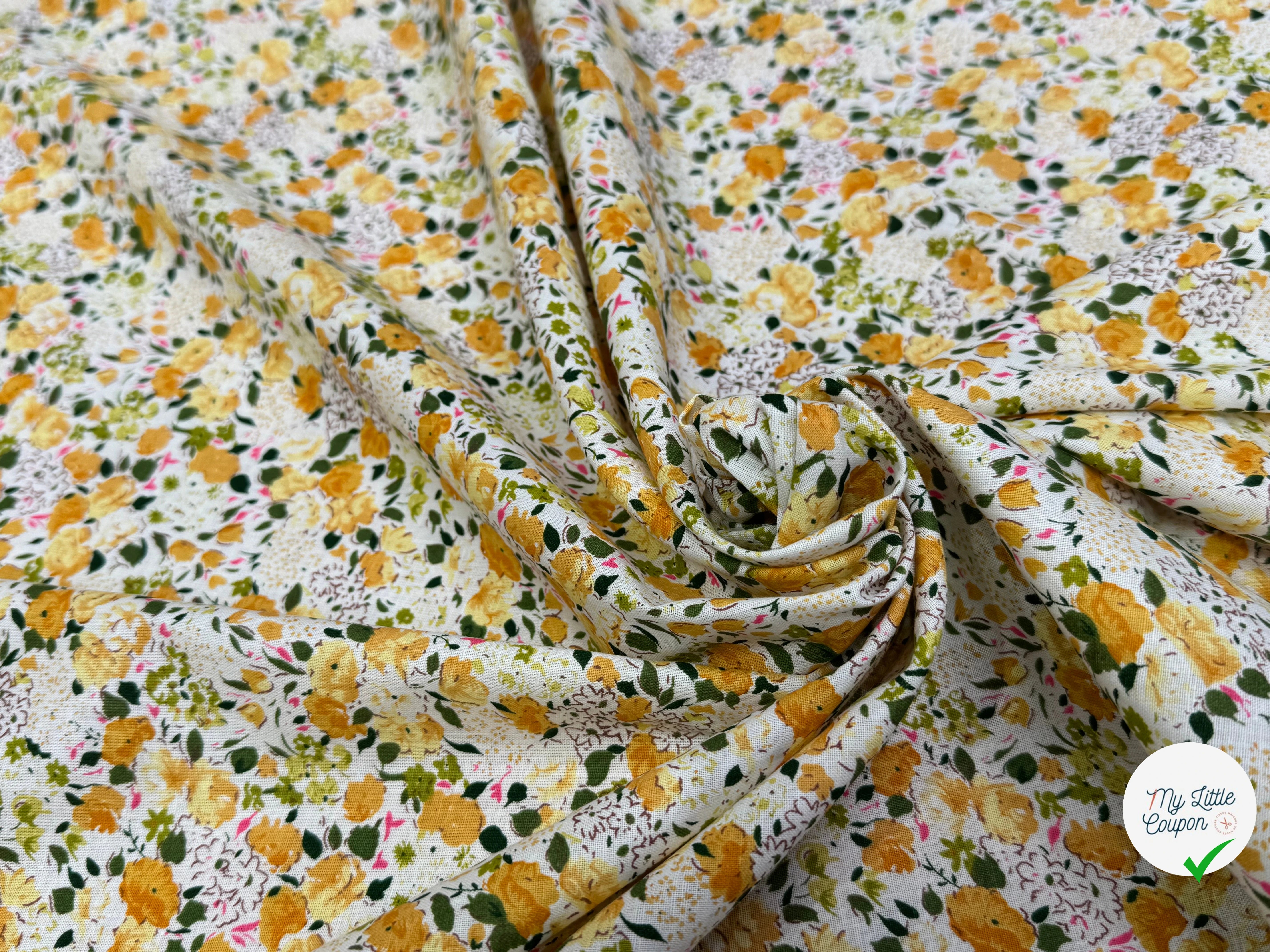 COTON FLEURS ORANGE & VERT - My Little Coupon