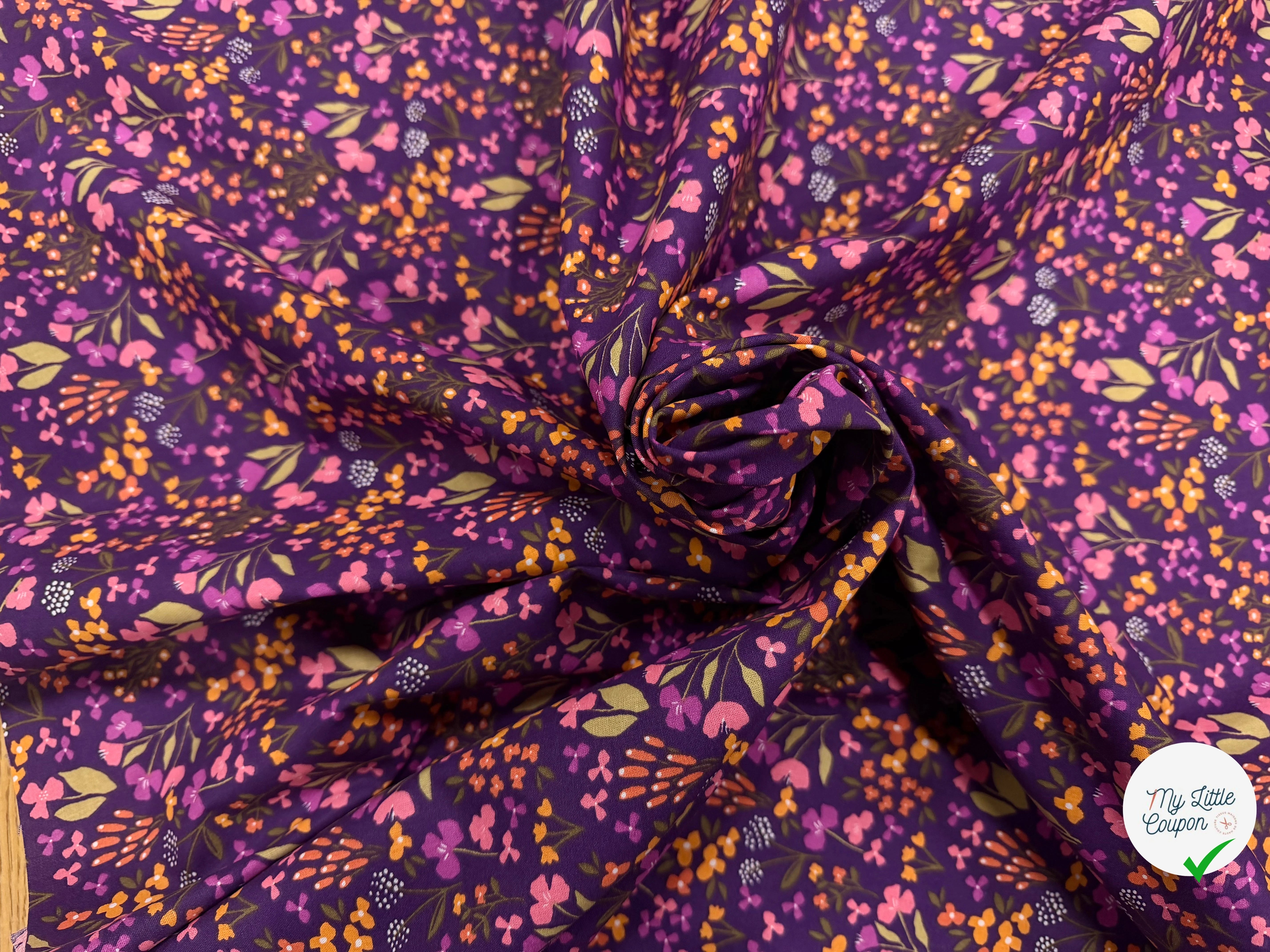 COTON IMPRIMÉ BIBURY VIOLET / JAUNE - My Little Coupon