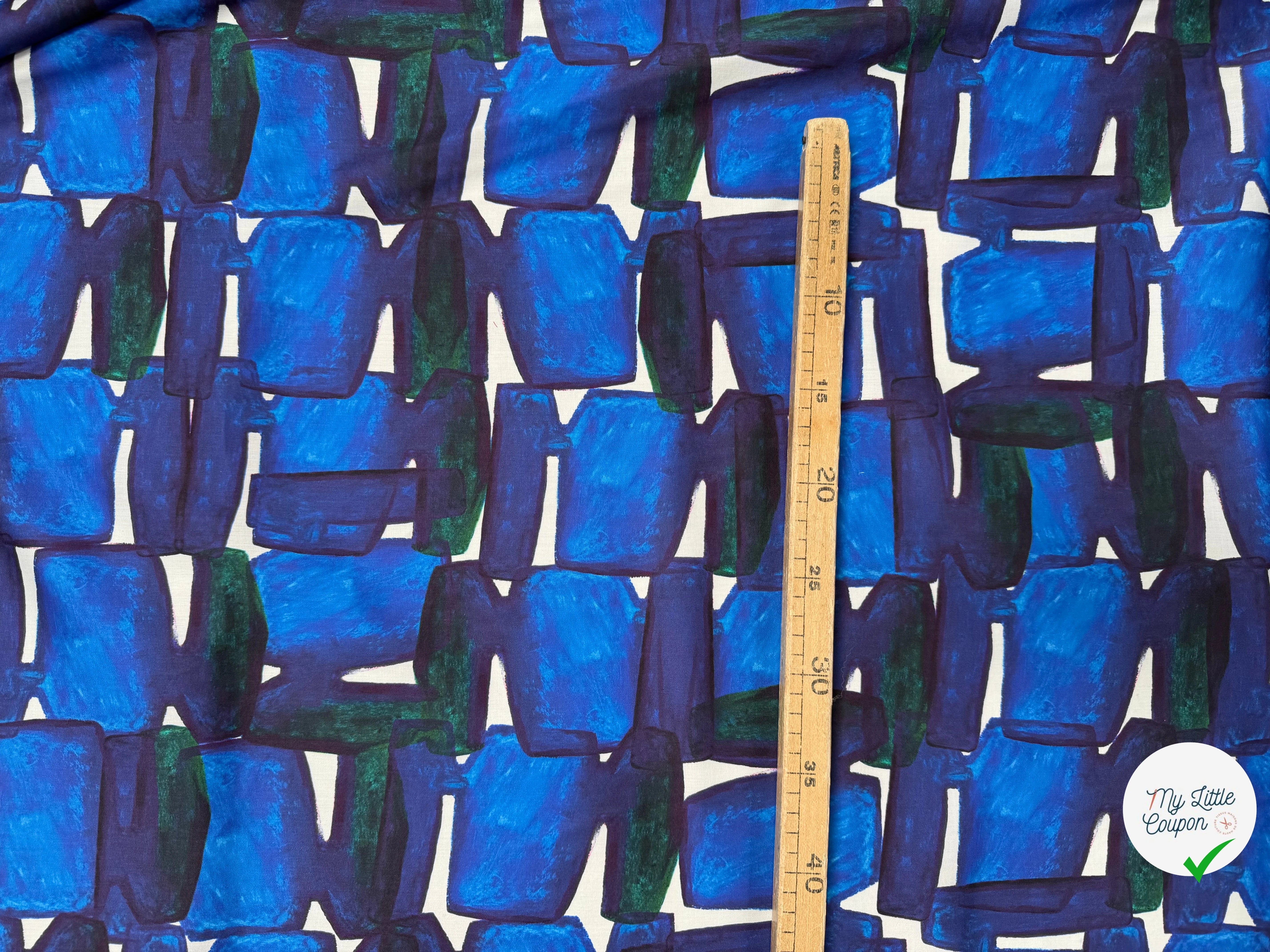 Tissu coton bleu graphique My Little Coupon