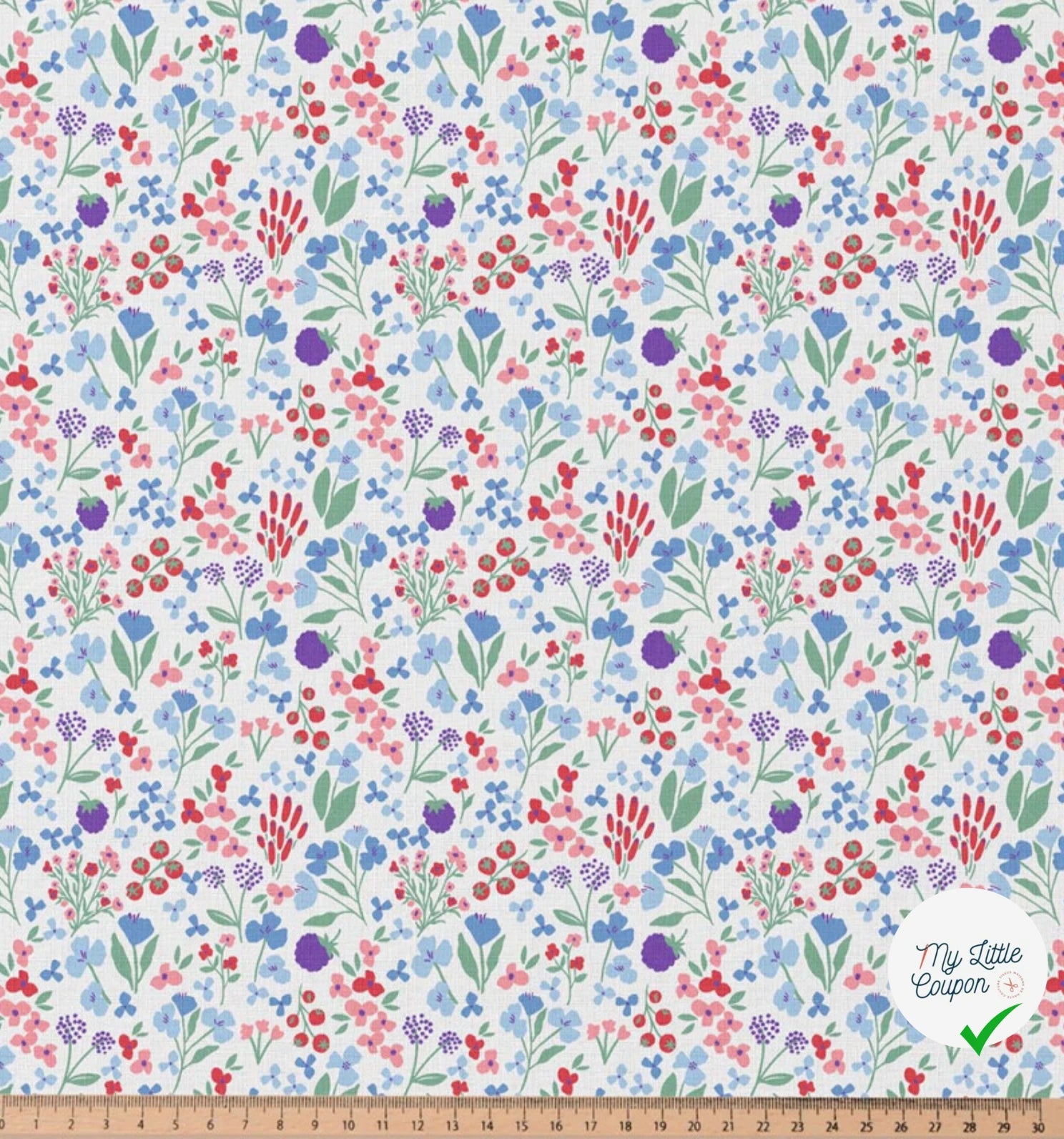 COTON IMPRIMÉ CELINE BLANC / BLEU OEK - My Little Coupon
