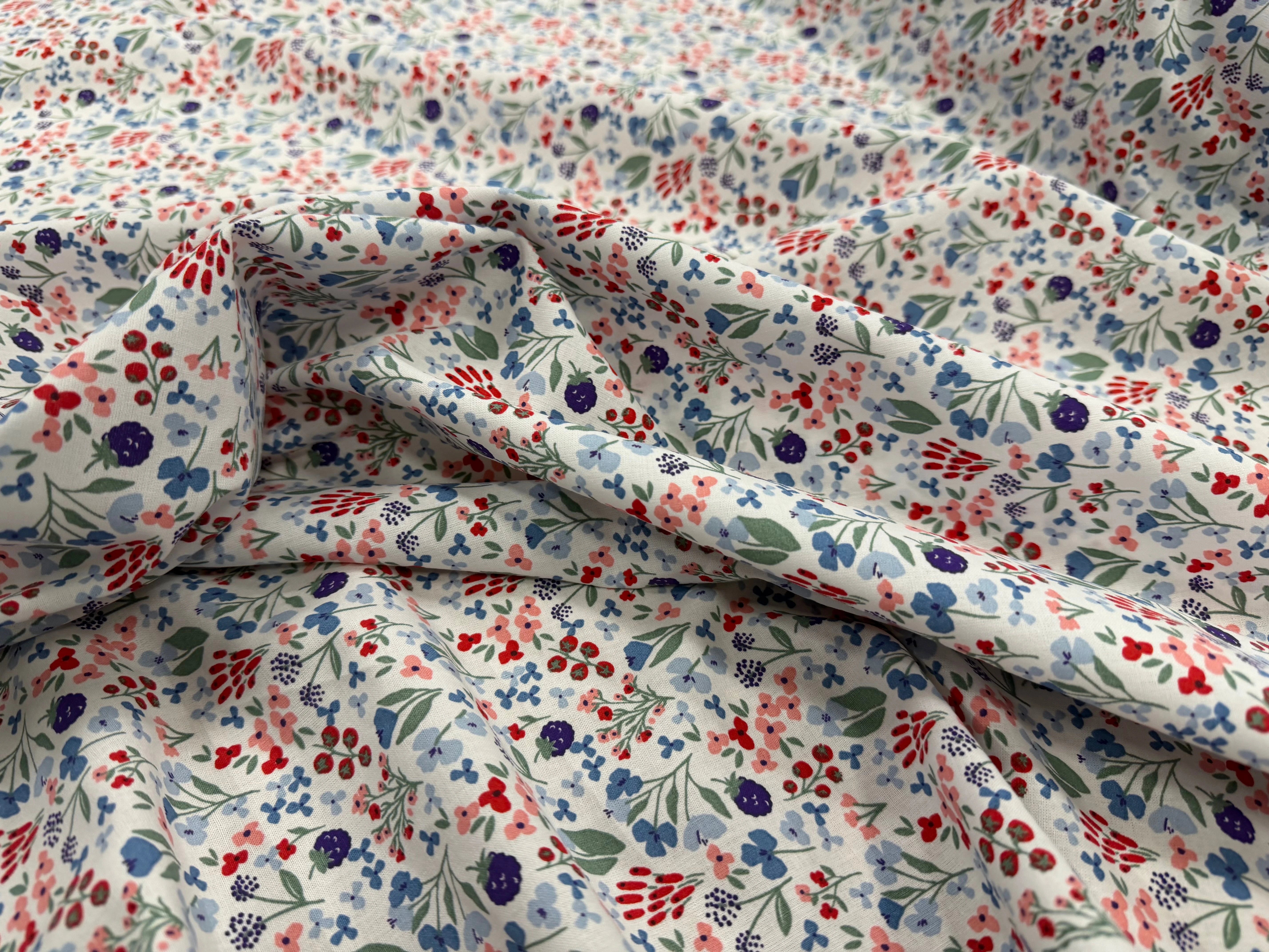 COTON IMPRIMÉ CELINE BLANC / BLEU OEK - My Little Coupon